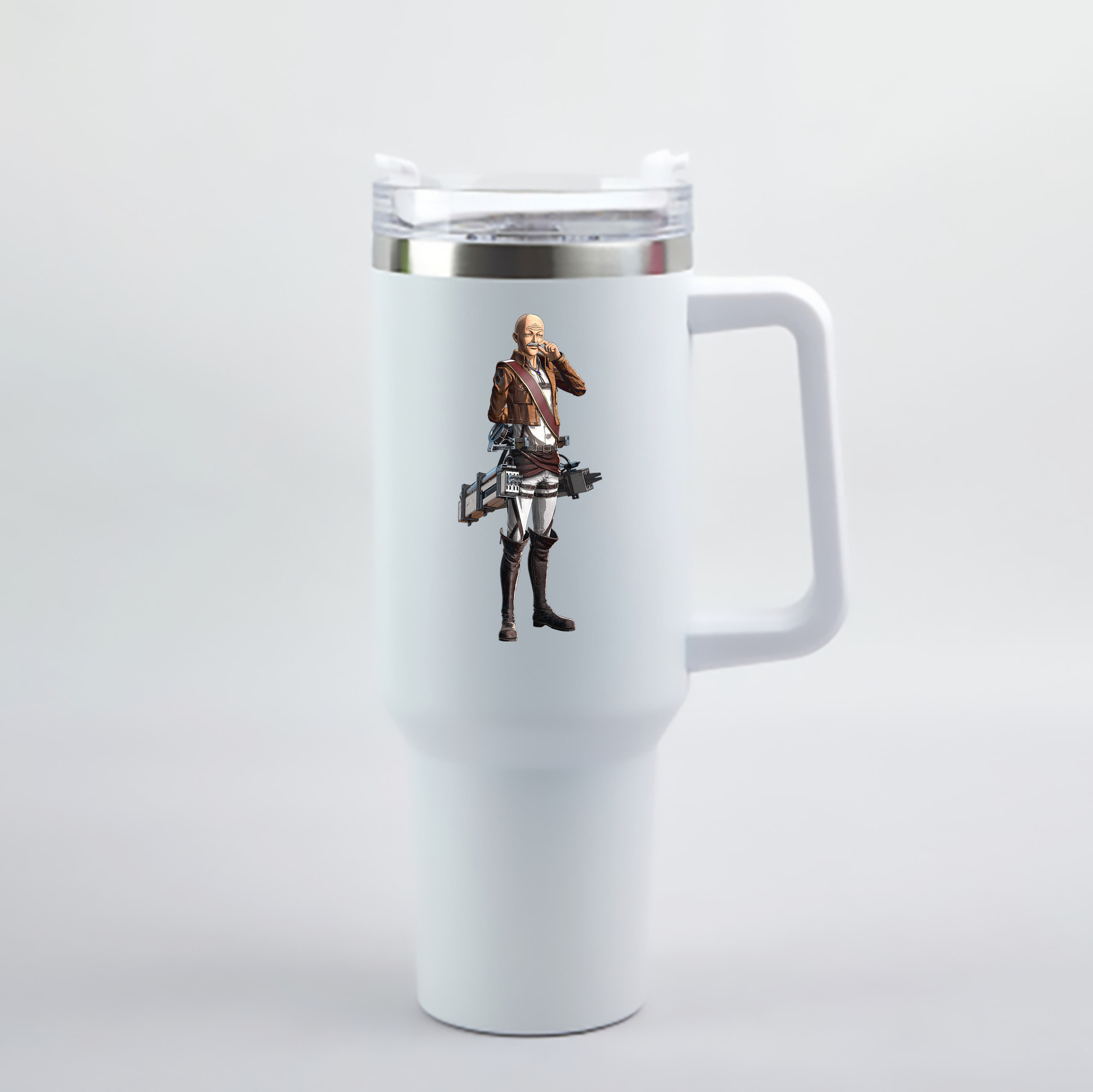 （画像用） 進撃の巨人 ドット·ピクシス Attack on Titan Dot Pixis 1200mL車用タンブラー - クリスタルステッカー（プラスチックストロー付き）