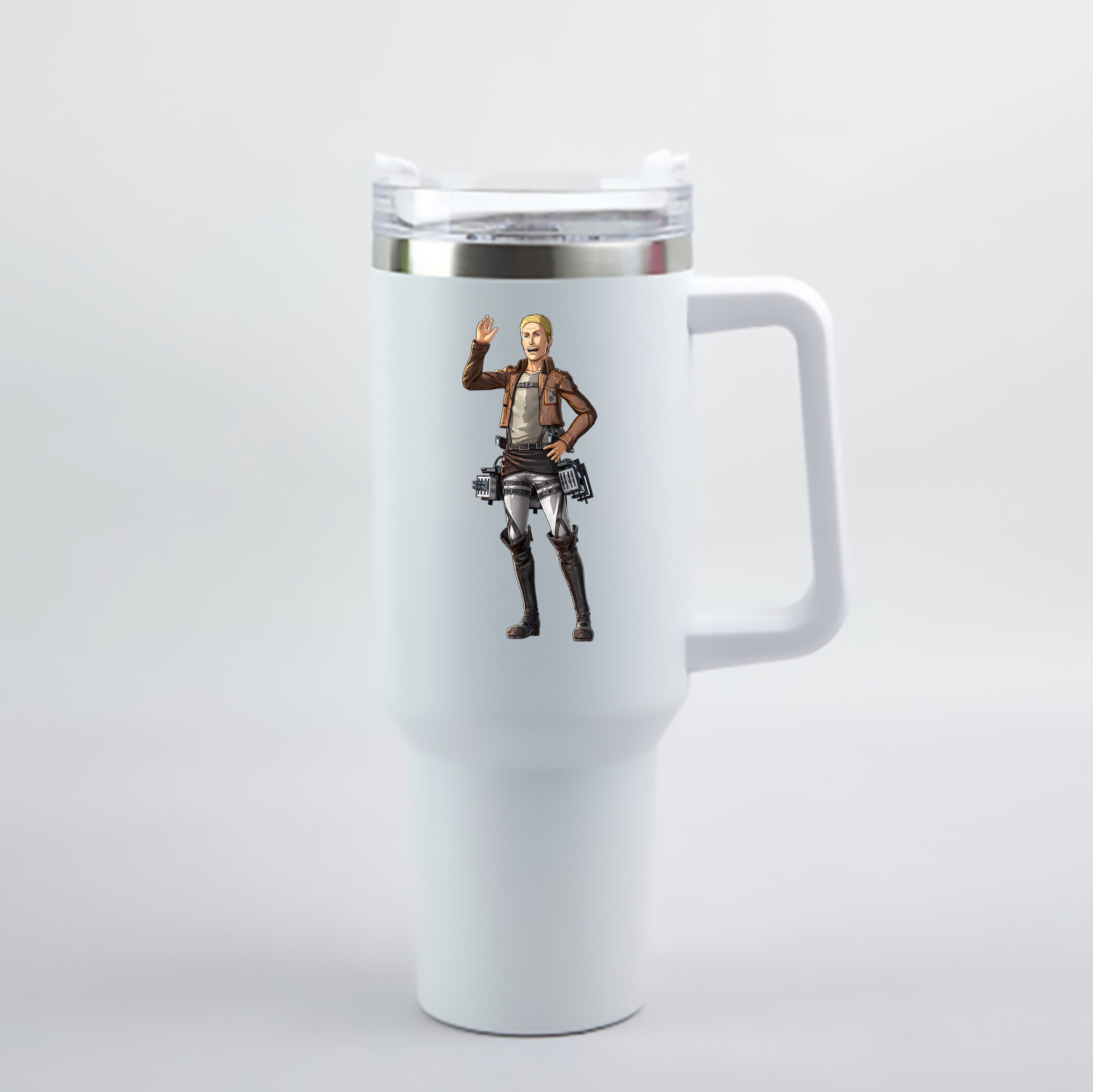 （画像用） 進撃の巨人 ハンネス Attack on Titan Hannes 1200mL車用タンブラー - クリスタルステッカー（プラスチックストロー付き）