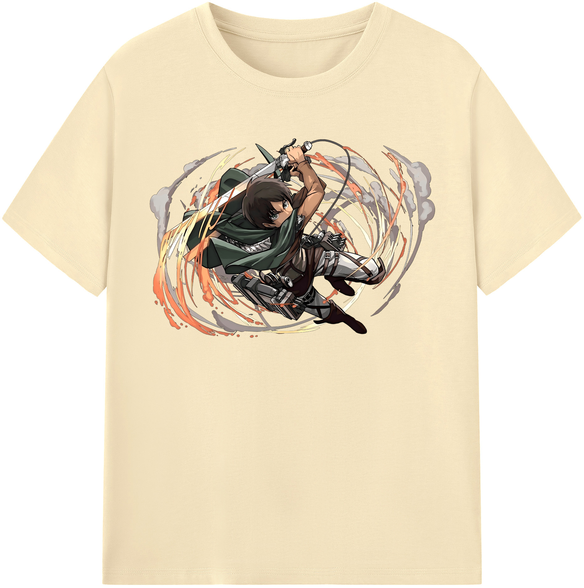 （画像用） 進撃の巨人 エレン･イェーガー Attack on Titan Eren Jäger 綿100％半袖Tシャツ（フロントプリント）
