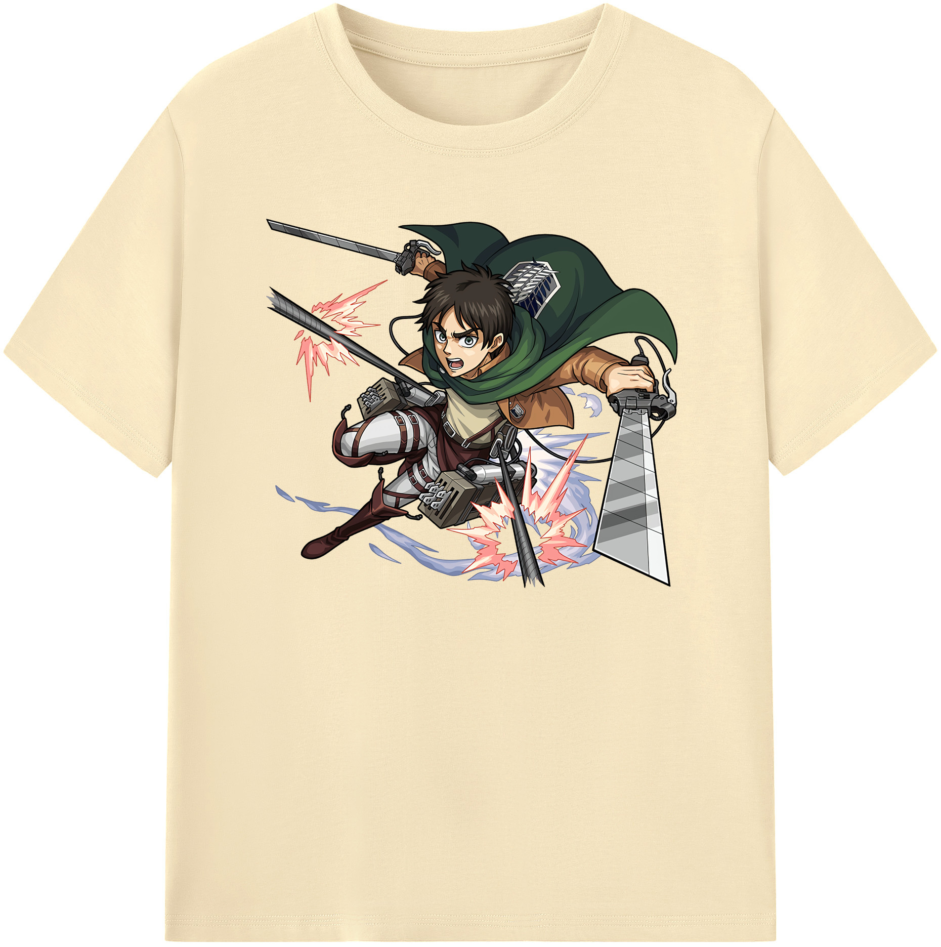 （画像用） 進撃の巨人 エレン･イェーガー Attack on Titan Eren Jäger 綿100％半袖Tシャツ（フロントプリント）