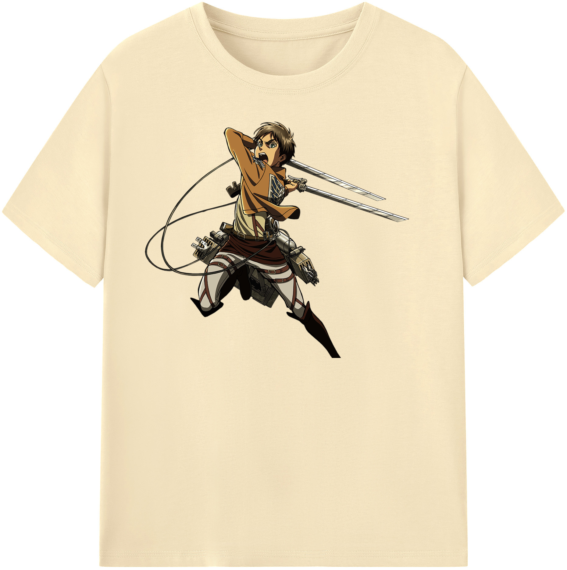 （画像用） 進撃の巨人 エレン･イェーガー Attack on Titan Eren Jäger 綿100％半袖Tシャツ（フロントプリント）