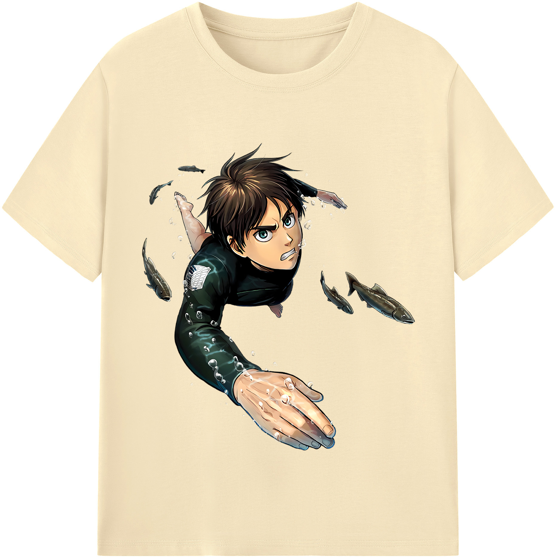 （画像用） 進撃の巨人 エレン･イェーガー Attack on Titan Eren Jäger 綿100％半袖Tシャツ（フロントプリント）