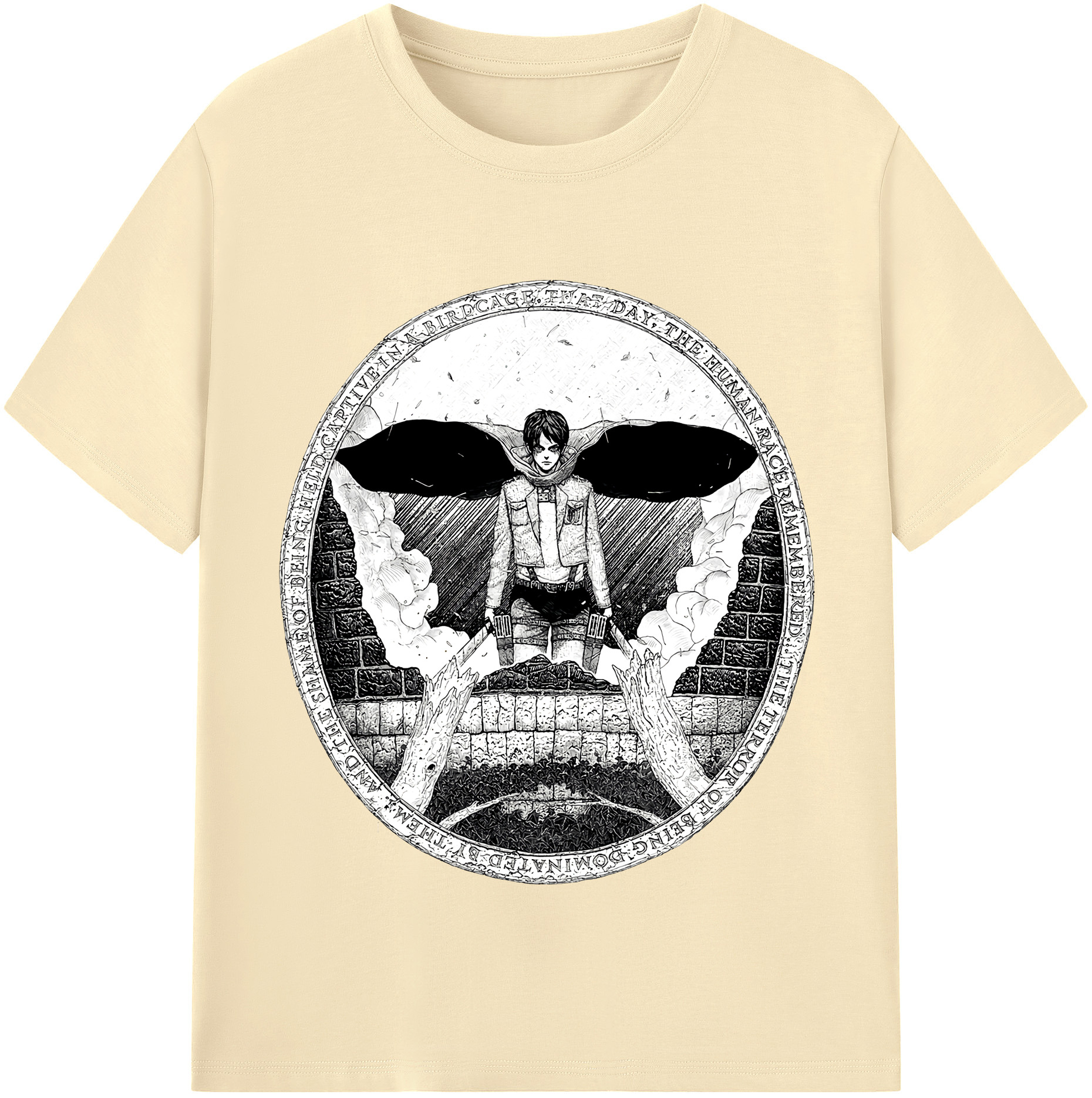 （画像用） 進撃の巨人 エレン･イェーガー Attack on Titan Eren Jäger 綿100％半袖Tシャツ（フロントプリント）