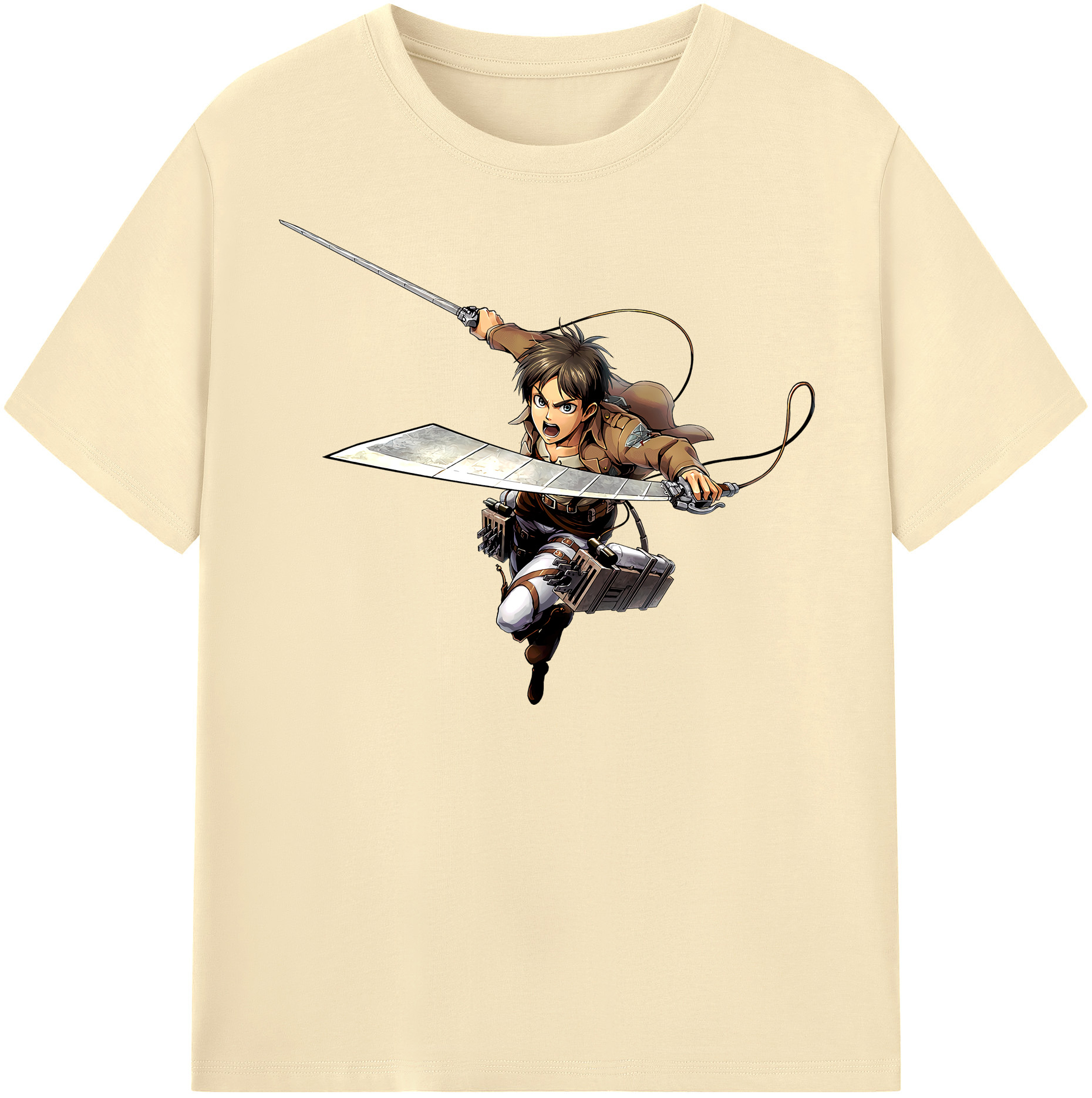 （画像用） 進撃の巨人 エレン･イェーガー Attack on Titan Eren Jäger 綿100％半袖Tシャツ（フロントプリント）