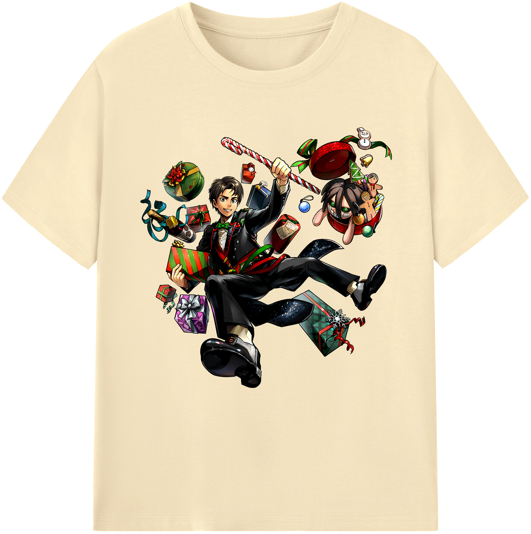 （画像用） 進撃の巨人 エレン･イェーガー Attack on Titan Eren Jäger 綿100％半袖Tシャツ（フロントプリント）