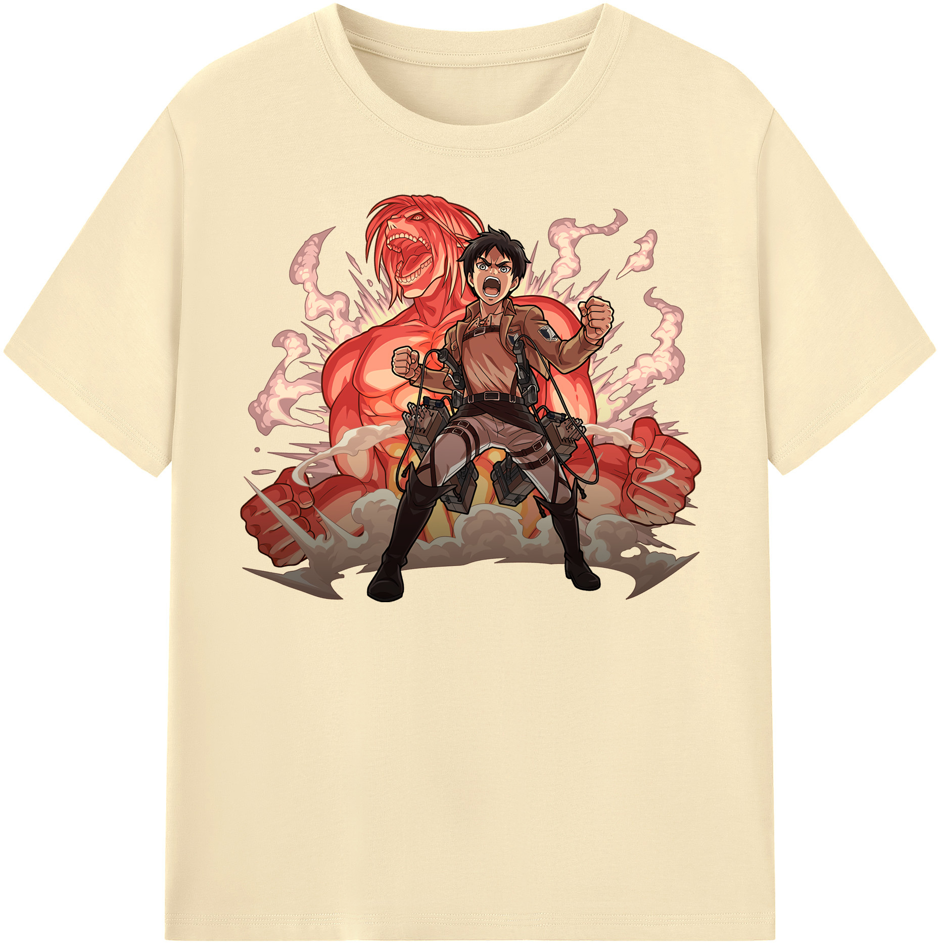 （画像用） 進撃の巨人 エレン･イェーガー Attack on Titan Eren Jäger 綿100％半袖Tシャツ（フロントプリント）