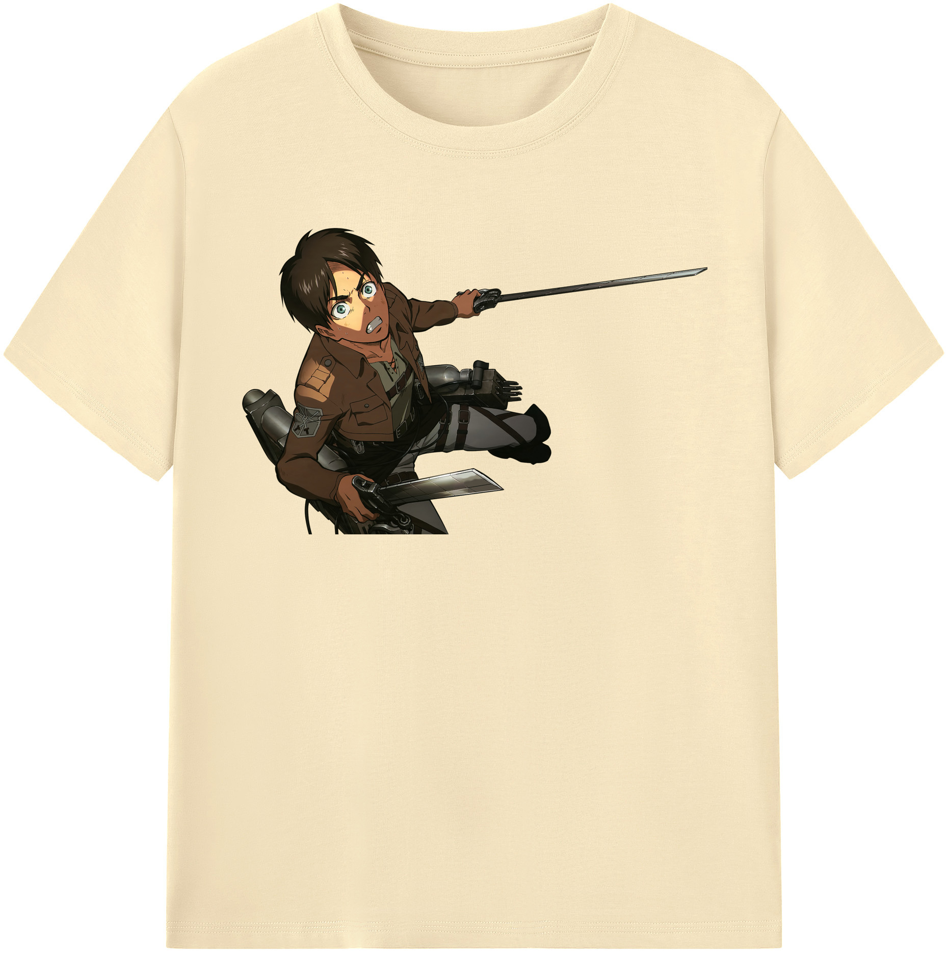 （画像用） 進撃の巨人 エレン･イェーガー Attack on Titan Eren Jäger 綿100％半袖Tシャツ（フロントプリント）