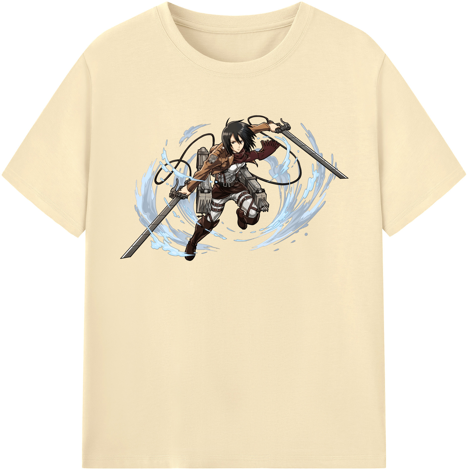 （画像用） 進撃の巨人 ミカサ·アッカーマン Attack on Titan Mikasa Ackerman 綿100％半袖Tシャツ（フロントプリント）
