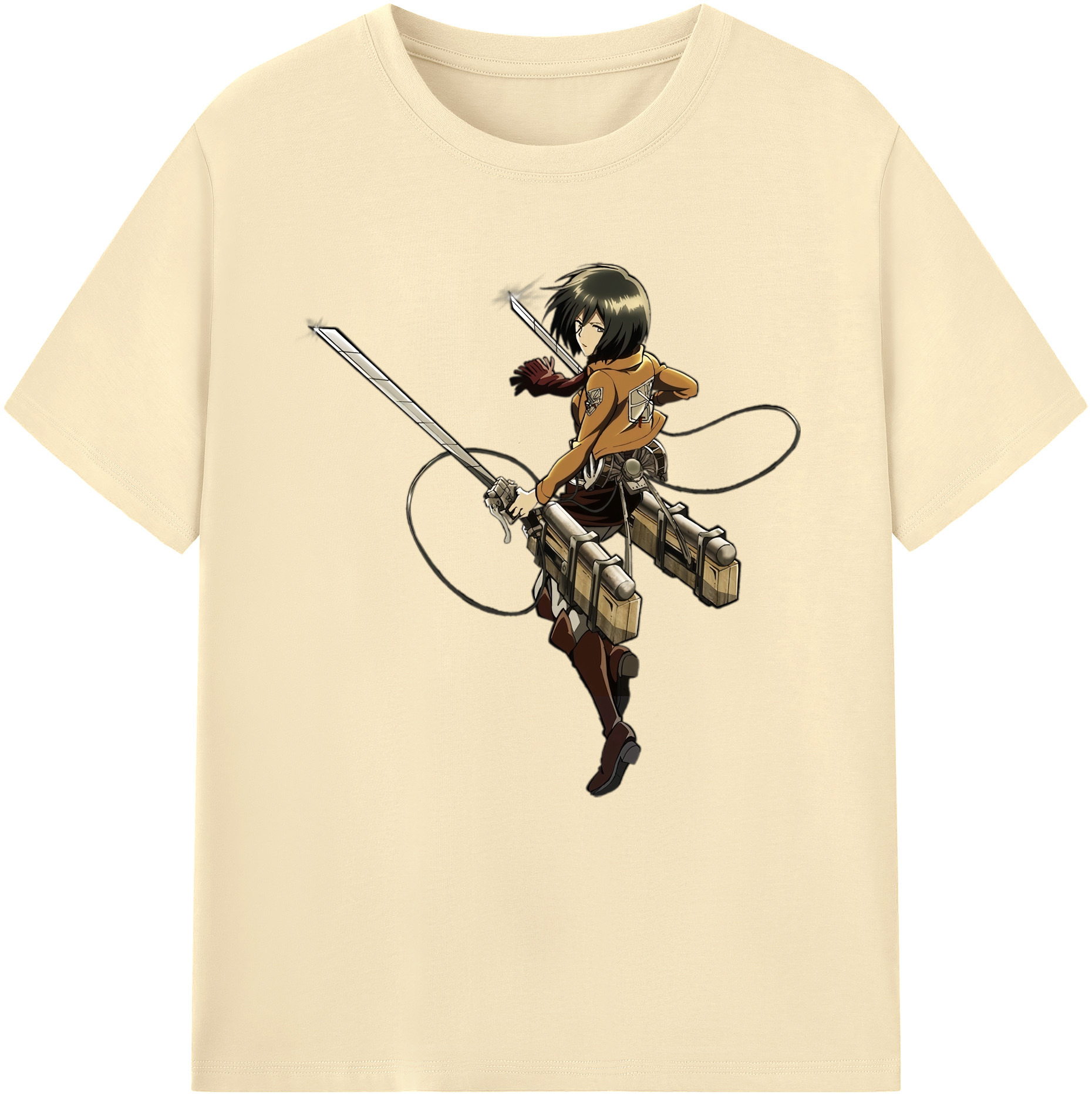 （画像用） 進撃の巨人 ミカサ·アッカーマン Attack on Titan Mikasa Ackerman 綿100％半袖Tシャツ（フロントプリント）