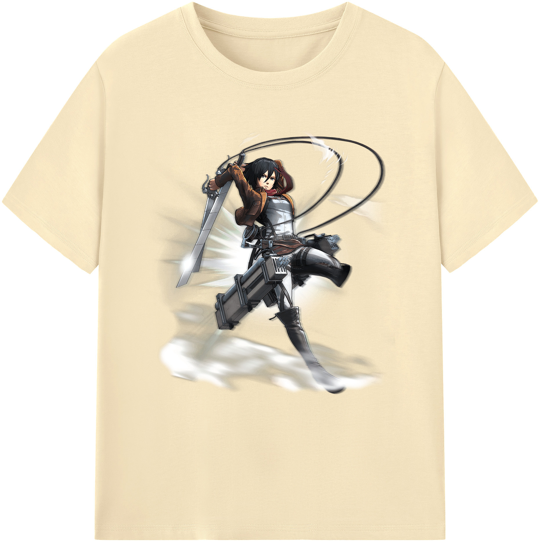 （画像用） 進撃の巨人 ミカサ·アッカーマン Attack on Titan Mikasa Ackerman 綿100％半袖Tシャツ（フロントプリント）