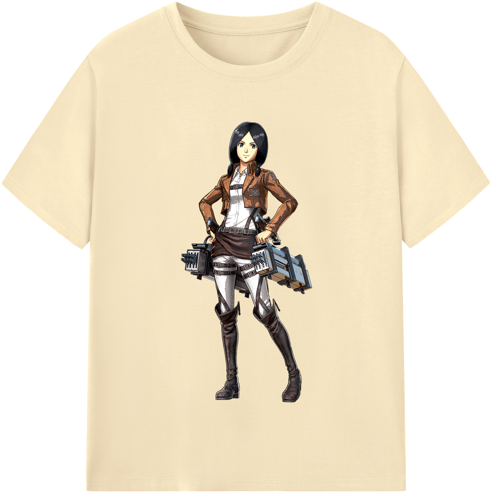 （画像用） 進撃の巨人 ミカサ·アッカーマン Attack on Titan Mikasa Ackerman 綿100％半袖Tシャツ（フロントプリント）