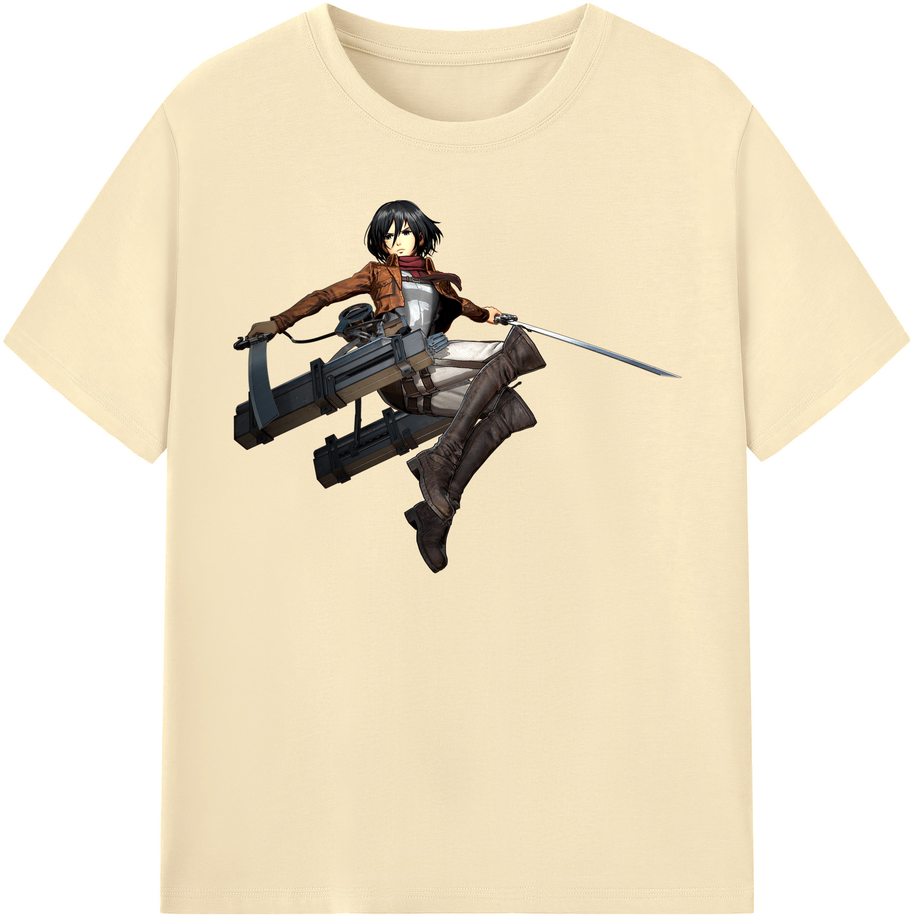 （画像用） 進撃の巨人 ミカサ·アッカーマン Attack on Titan Mikasa Ackerman 綿100％半袖Tシャツ（フロントプリント）