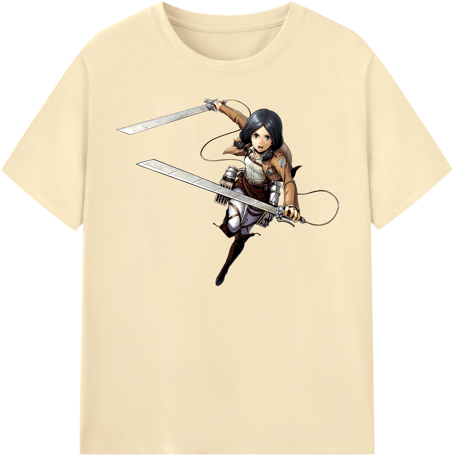 （画像用） 進撃の巨人 ミカサ·アッカーマン Attack on Titan Mikasa Ackerman 綿100％半袖Tシャツ（フロントプリント）
