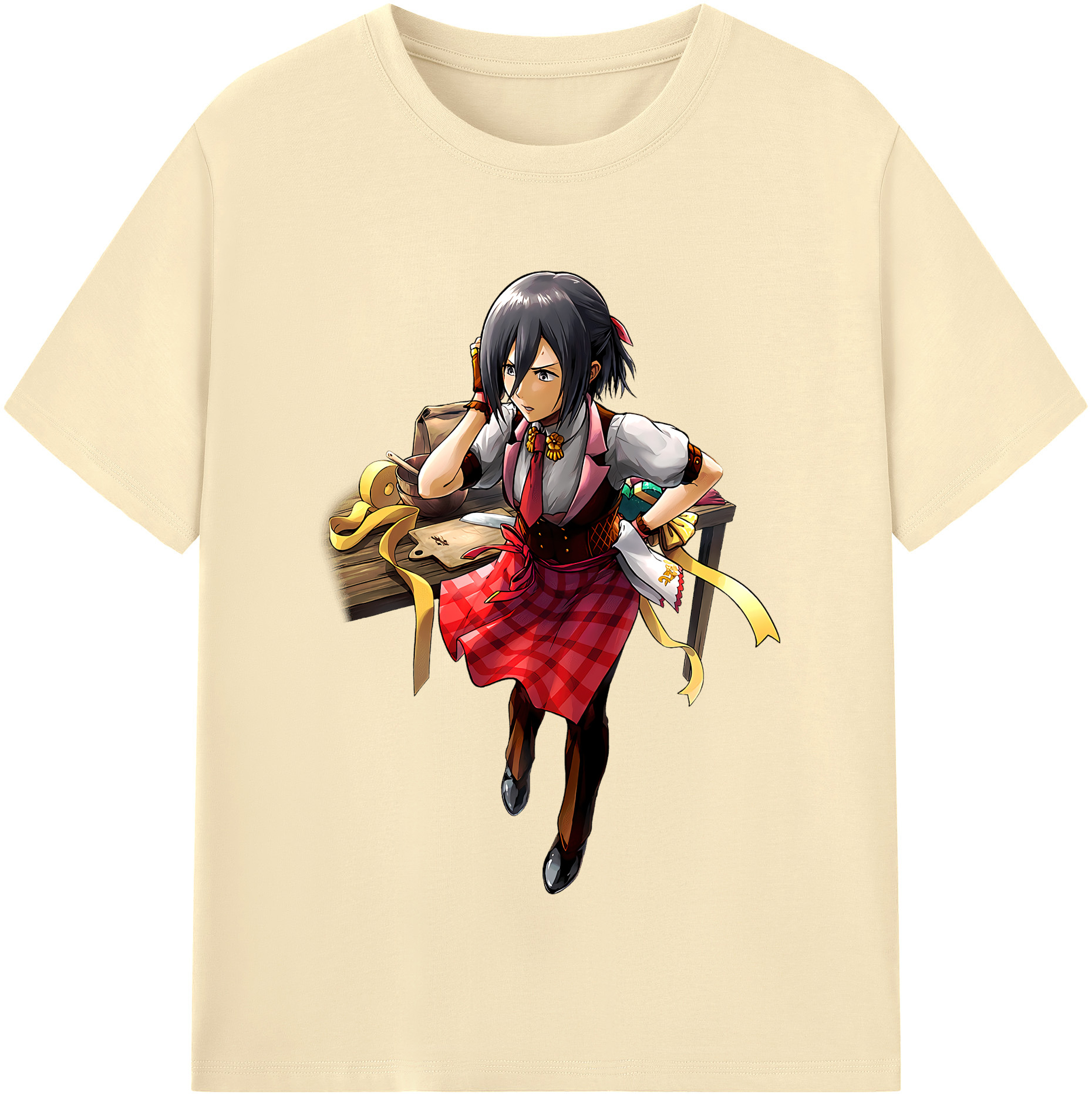 （画像用） 進撃の巨人 ミカサ·アッカーマン Attack on Titan Mikasa Ackerman 綿100％半袖Tシャツ（フロントプリント）