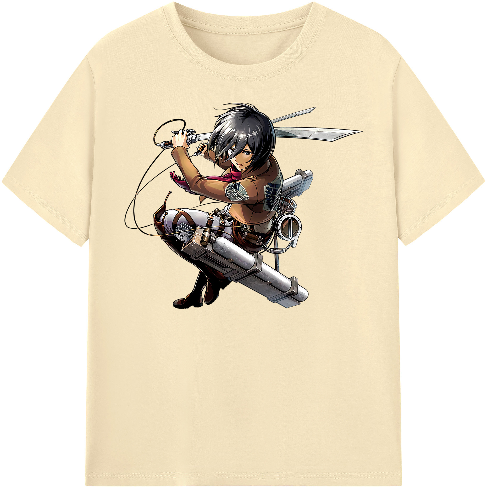 （画像用） 進撃の巨人 ミカサ·アッカーマン Attack on Titan Mikasa Ackerman 綿100％半袖Tシャツ（フロントプリント）