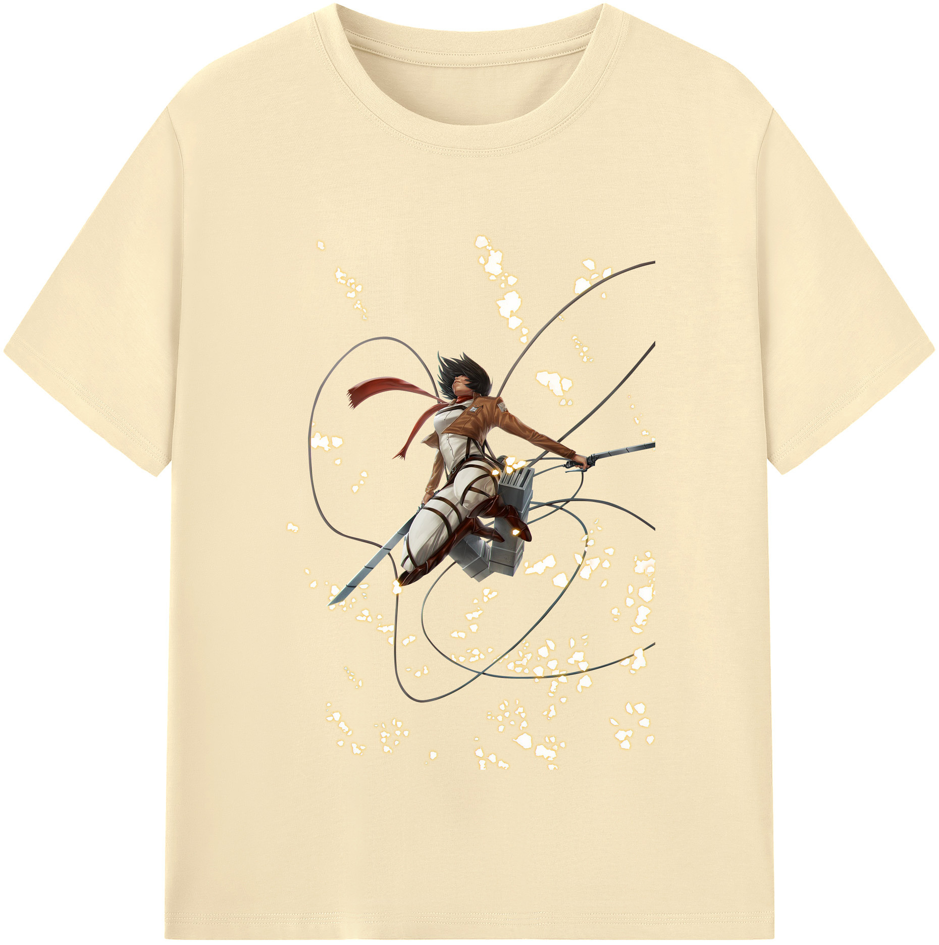 （画像用） 進撃の巨人 ミカサ·アッカーマン Attack on Titan Mikasa Ackerman 綿100％半袖Tシャツ（フロントプリント）