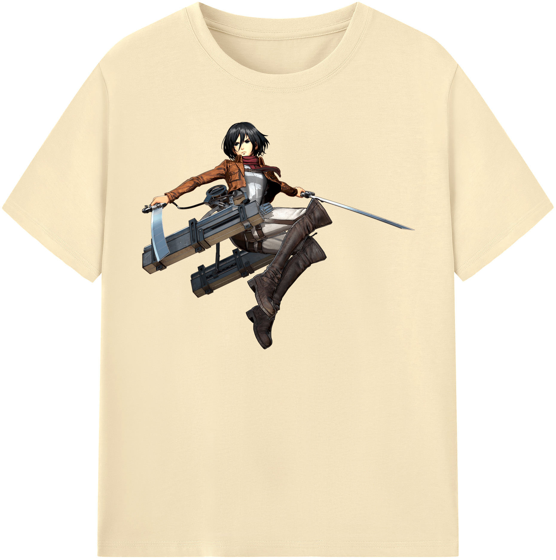 （画像用） 進撃の巨人 ミカサ·アッカーマン Attack on Titan Mikasa Ackerman 綿100％半袖Tシャツ（フロントプリント）