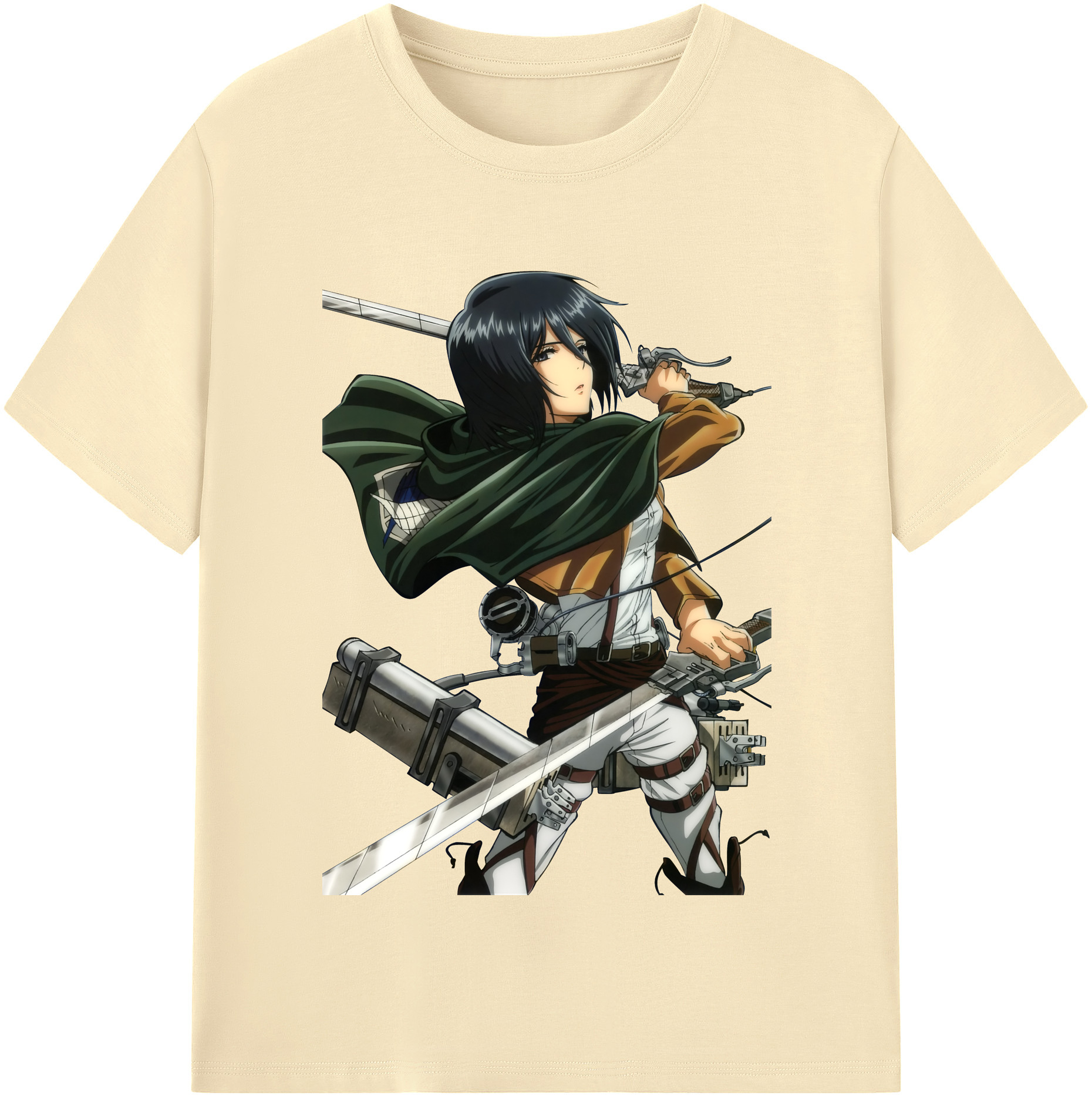 （画像用） 進撃の巨人 ミカサ·アッカーマン Attack on Titan Mikasa Ackerman 綿100％半袖Tシャツ（フロントプリント）