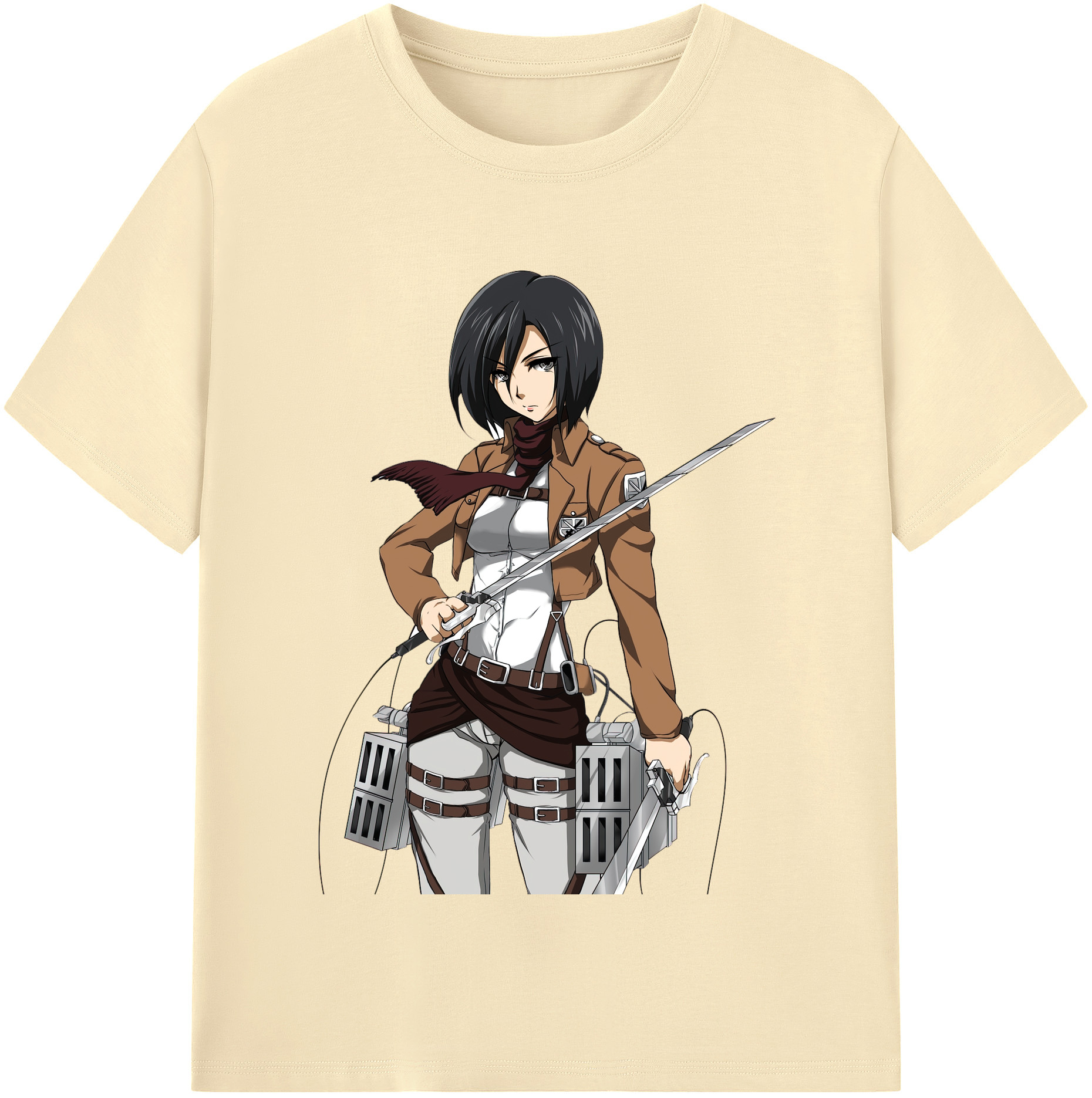 （画像用） 進撃の巨人 ミカサ·アッカーマン Attack on Titan Mikasa Ackerman 綿100％半袖Tシャツ（フロントプリント）
