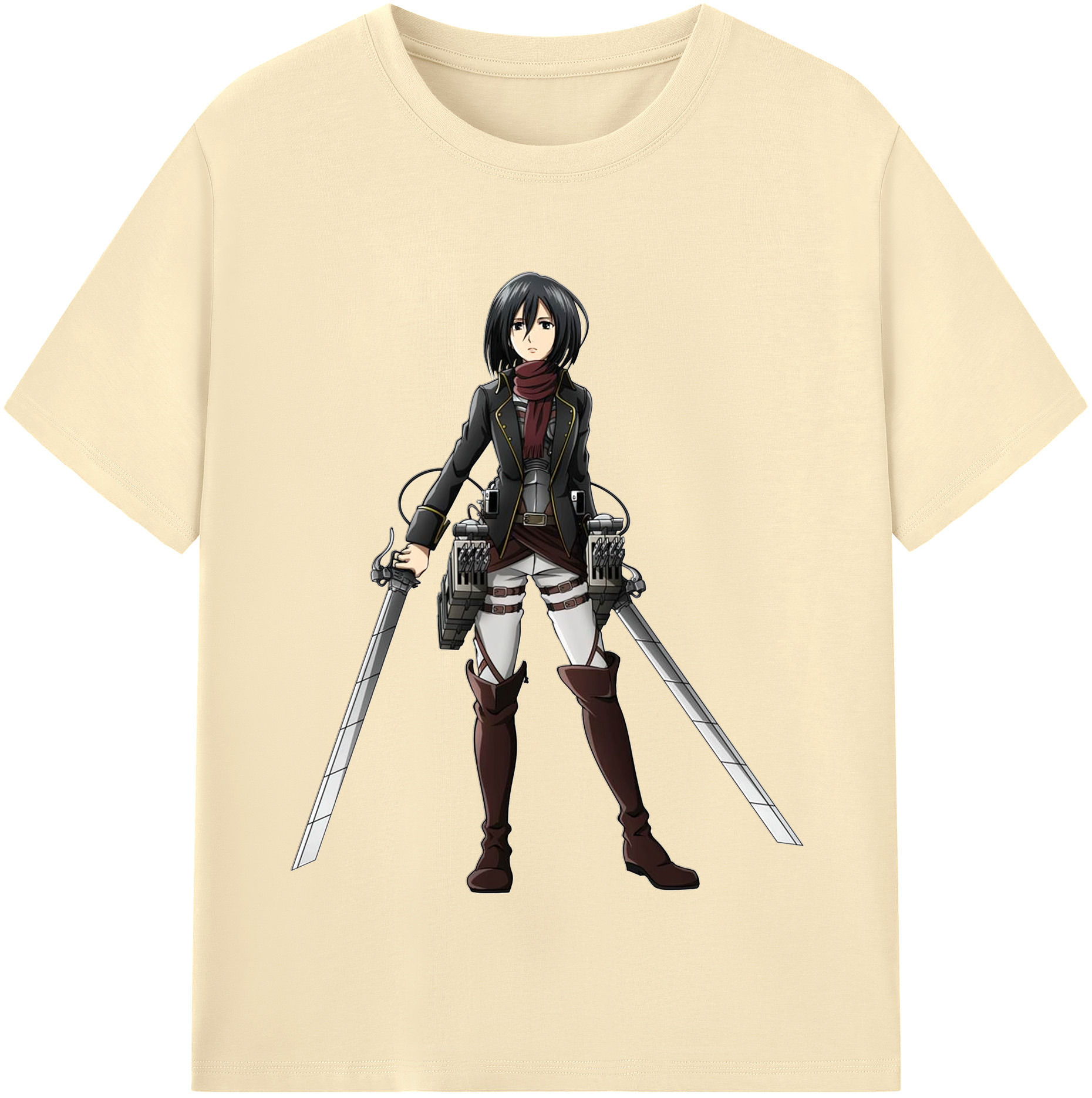 （画像用） 進撃の巨人 ミカサ·アッカーマン Attack on Titan Mikasa Ackerman 綿100％半袖Tシャツ（フロントプリント）