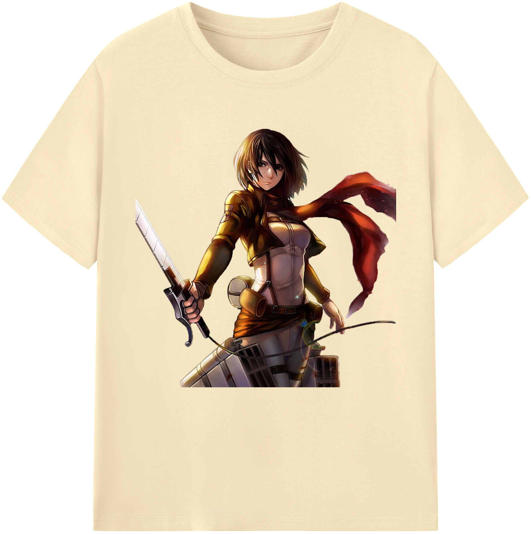 （画像用） 進撃の巨人 ミカサ·アッカーマン Attack on Titan Mikasa Ackerman 綿100％半袖Tシャツ（フロントプリント）
