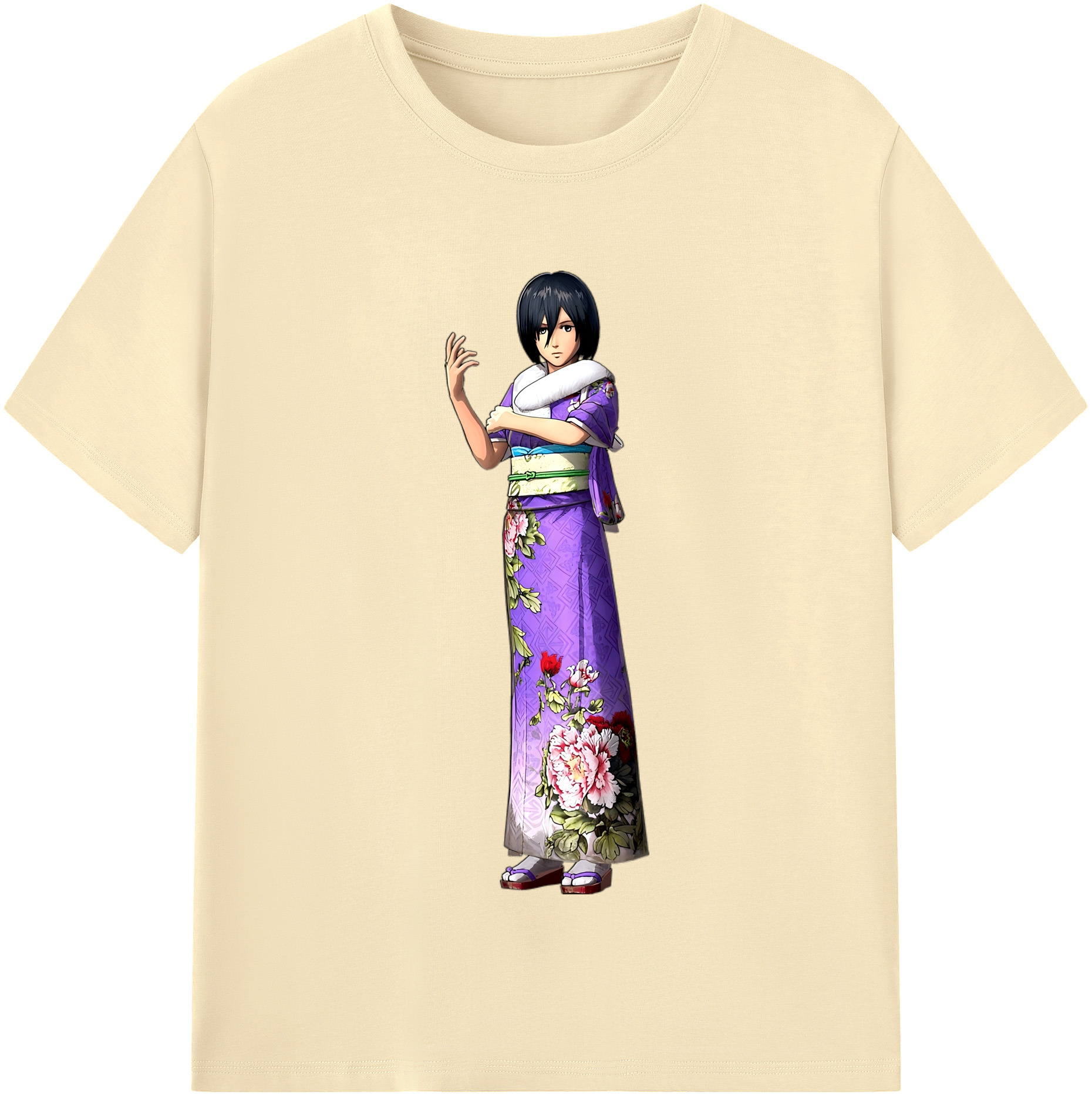 （画像用） 進撃の巨人 ミカサ·アッカーマン Attack on Titan Mikasa Ackerman 綿100％半袖Tシャツ（フロントプリント）