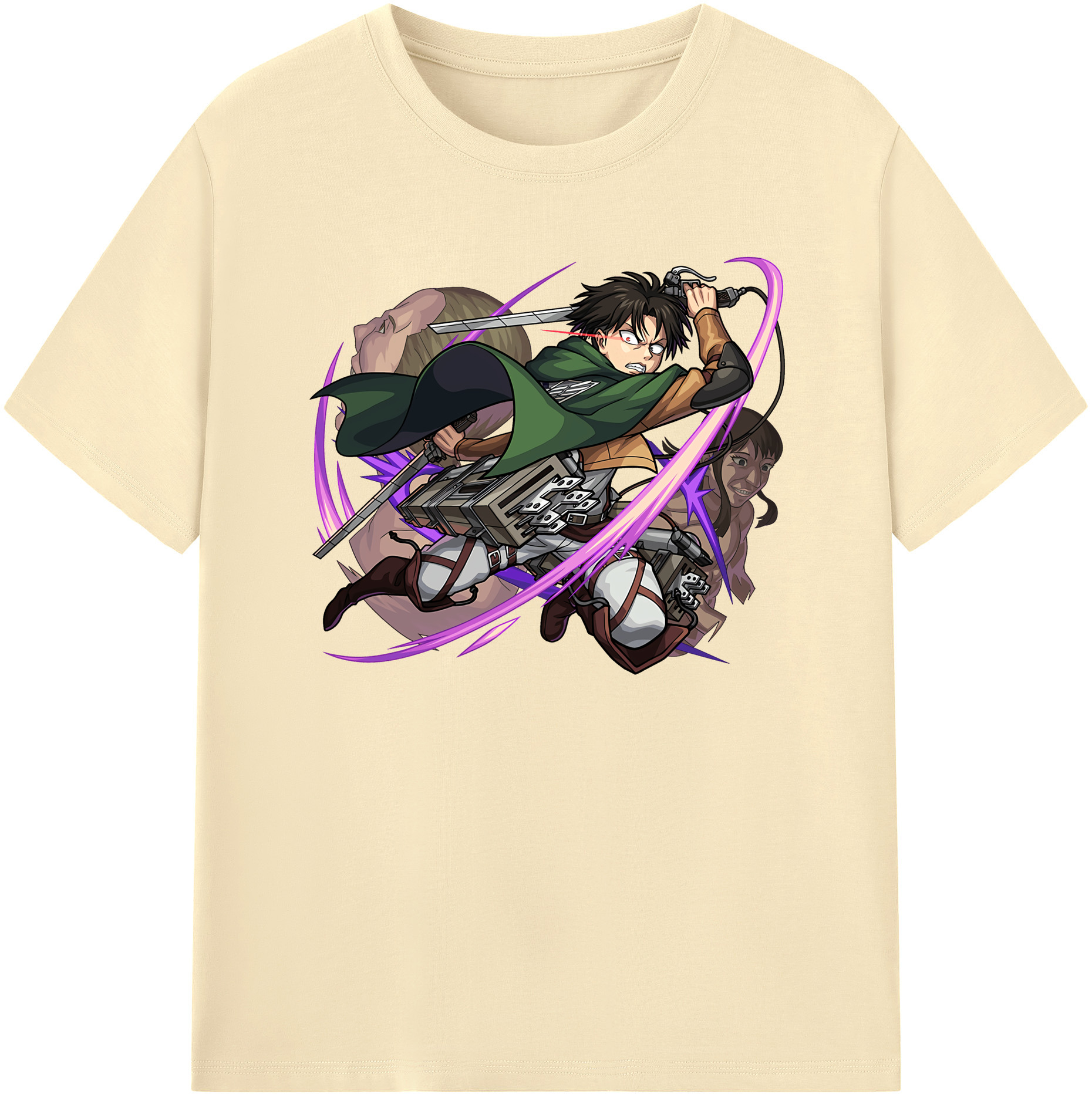 （画像用） 進撃の巨人 リヴァイ·アッカーマン Attack on Titan Levi Ackerman 綿100％半袖Tシャツ（フロントプリント）