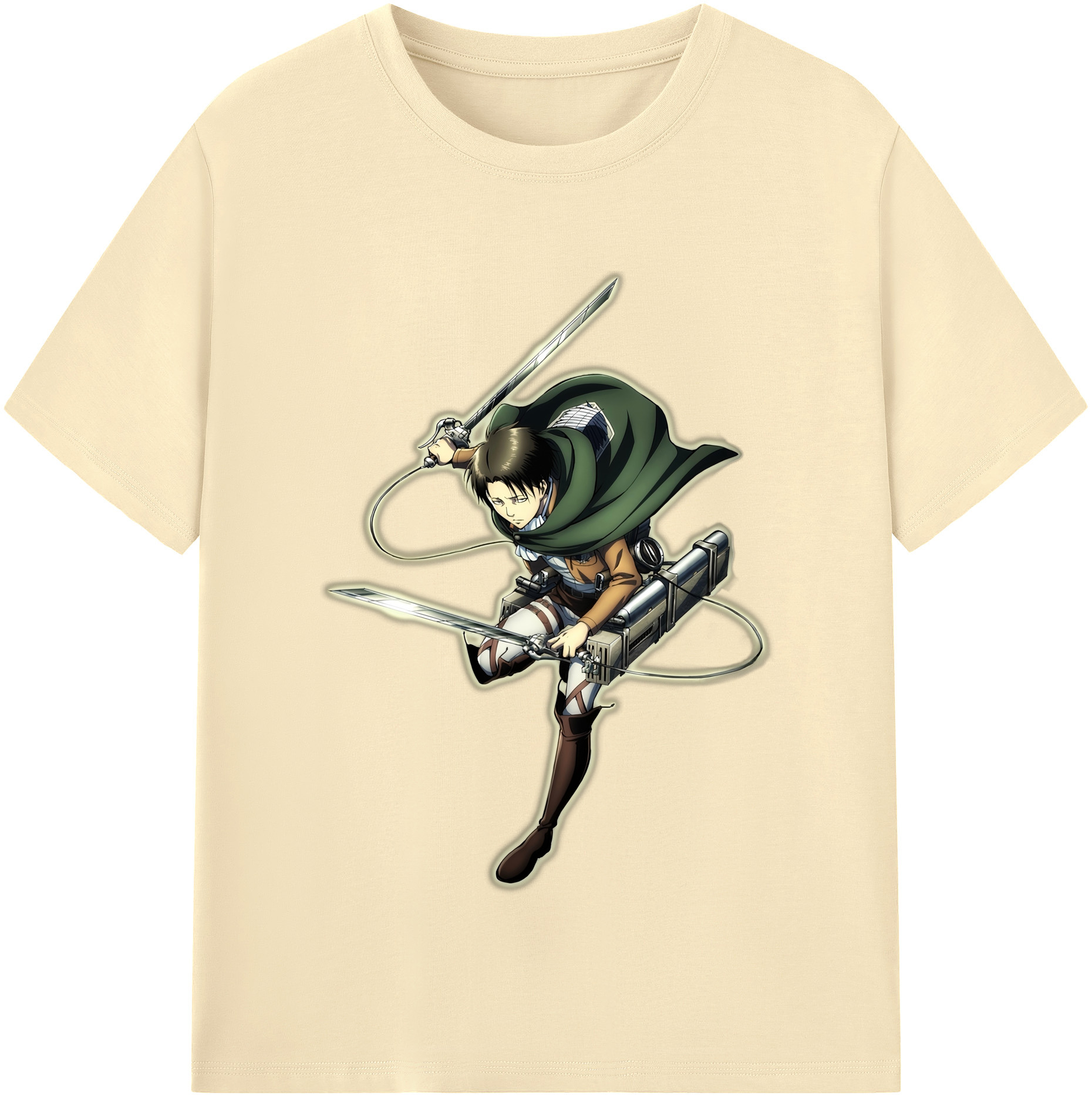 （画像用） 進撃の巨人 リヴァイ·アッカーマン Attack on Titan Levi Ackerman 綿100％半袖Tシャツ（フロントプリント）