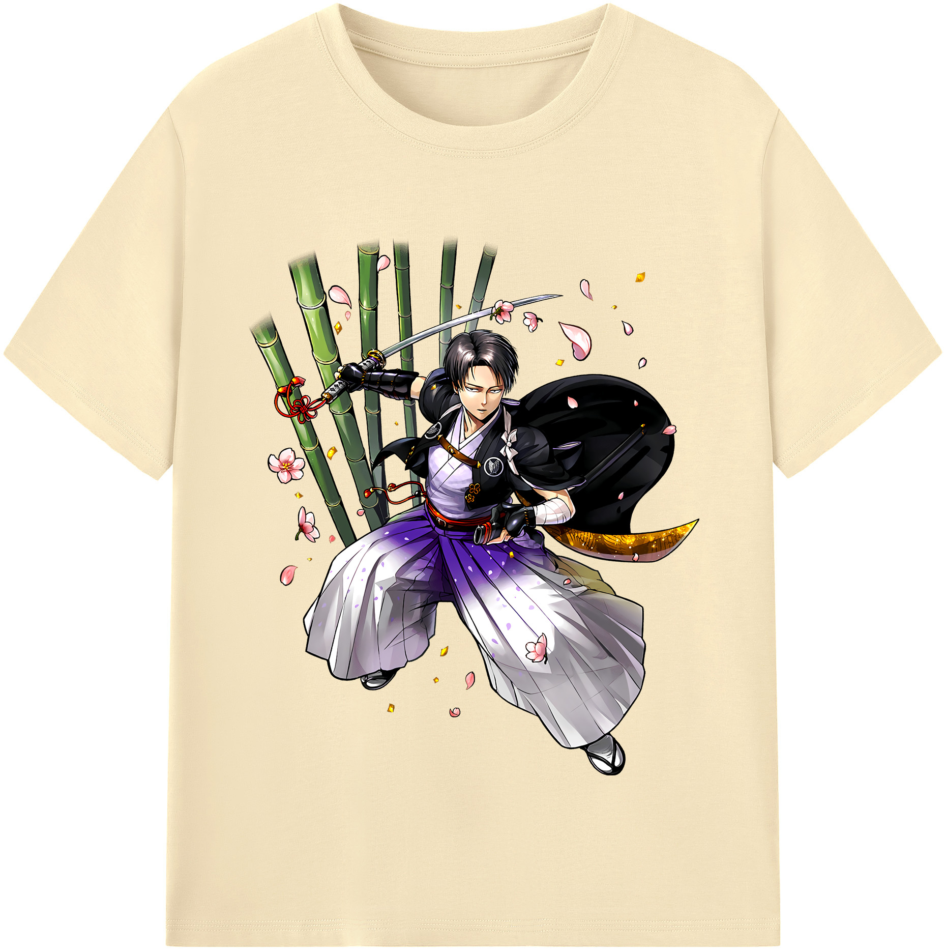 （画像用） 進撃の巨人 リヴァイ·アッカーマン Attack on Titan Levi Ackerman 綿100％半袖Tシャツ（フロントプリント）