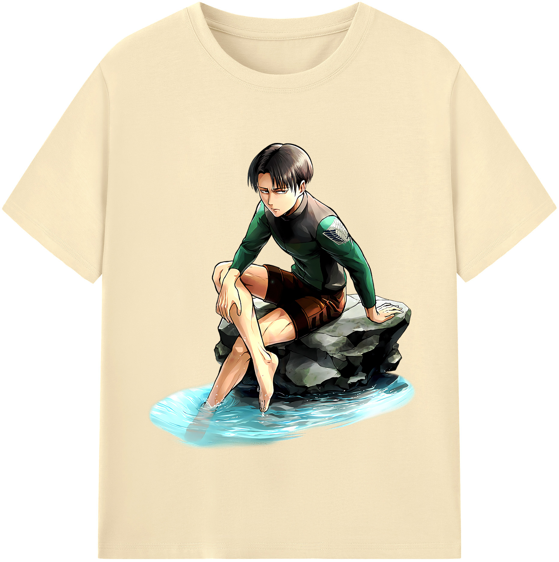 （画像用） 進撃の巨人 リヴァイ·アッカーマン Attack on Titan Levi Ackerman 綿100％半袖Tシャツ（フロントプリント）