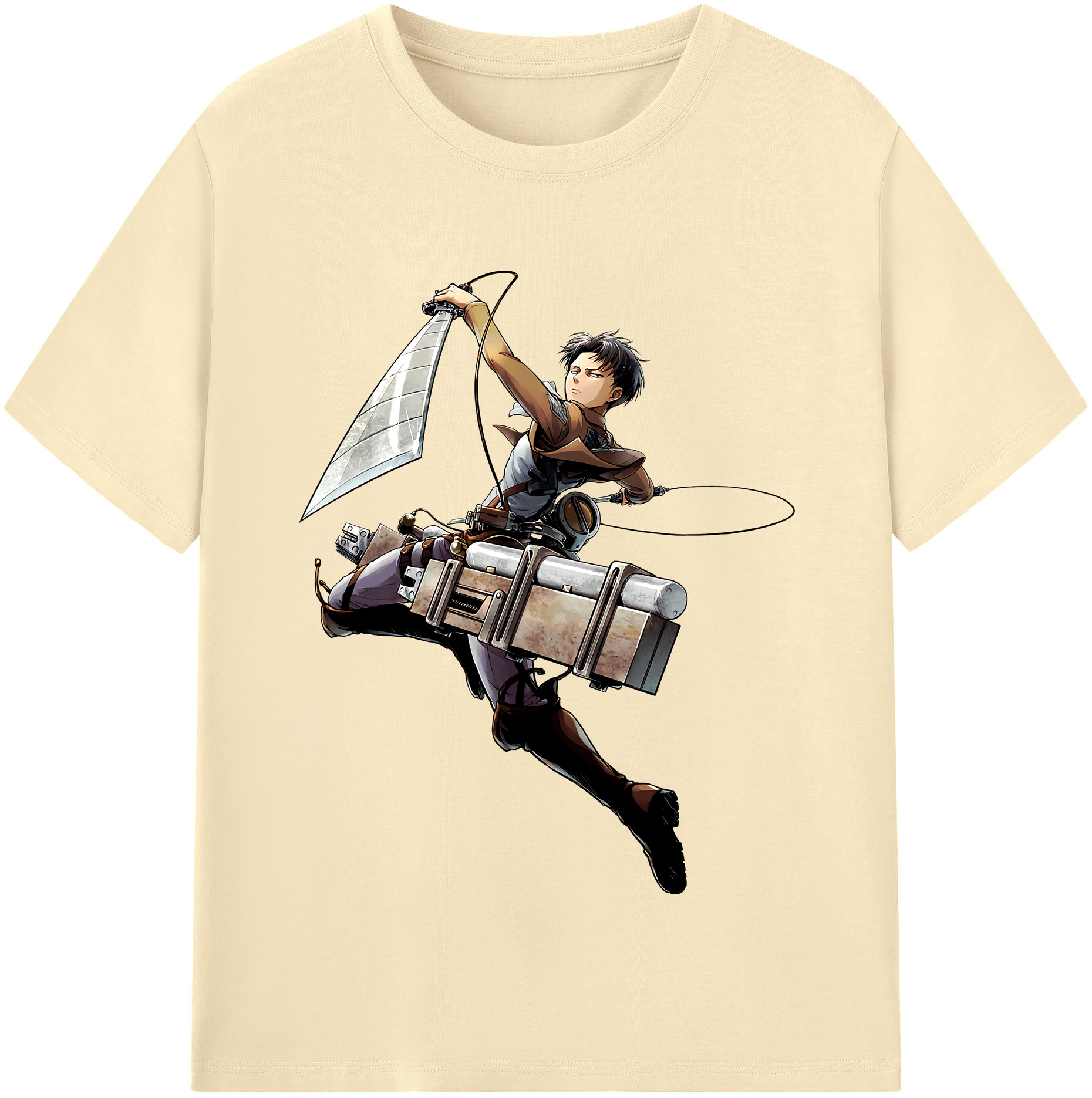 （画像用） 進撃の巨人 リヴァイ·アッカーマン Attack on Titan Levi Ackerman 綿100％半袖Tシャツ（フロントプリント）