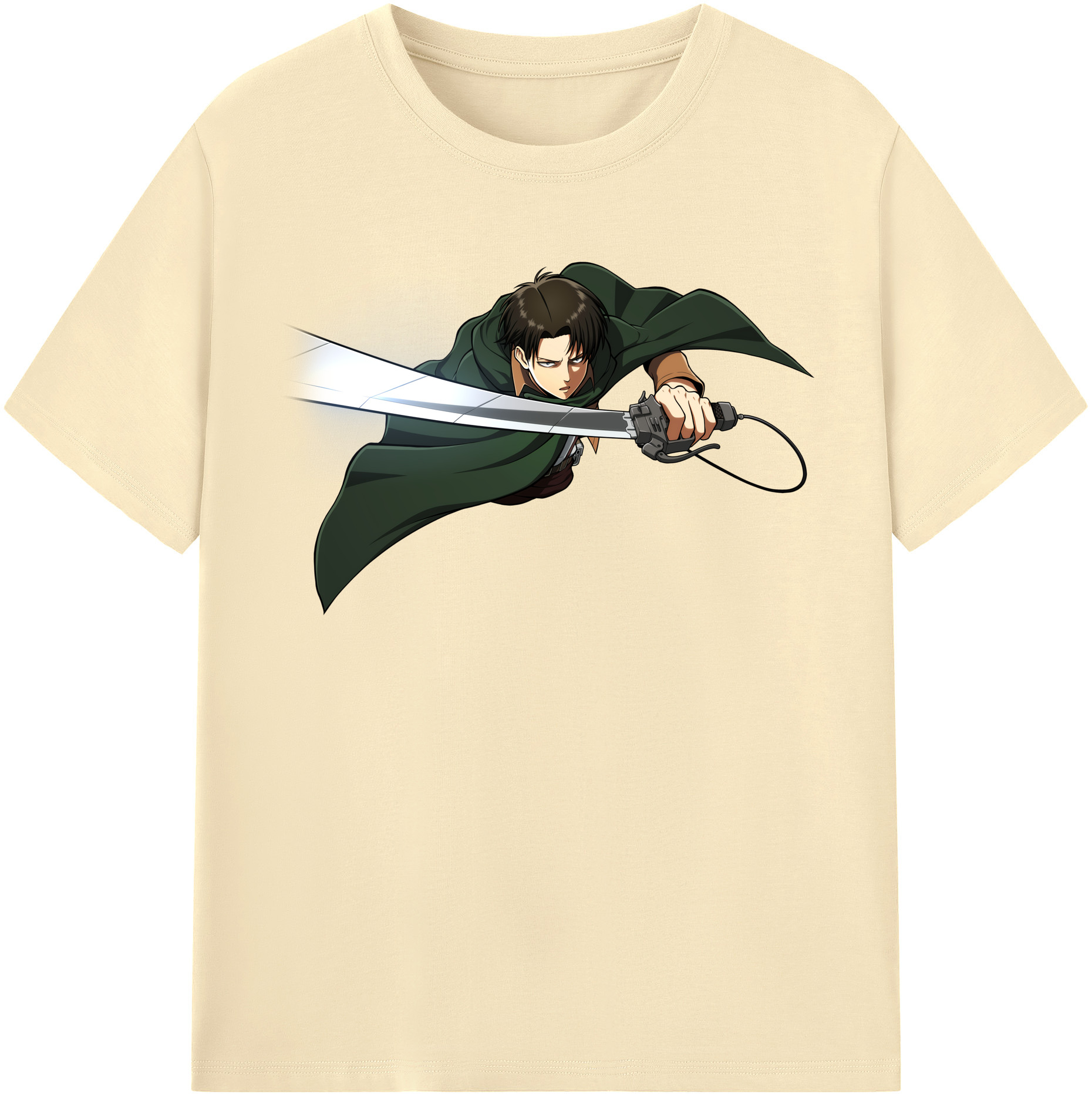 （画像用） 進撃の巨人 リヴァイ·アッカーマン Attack on Titan Levi Ackerman 綿100％半袖Tシャツ（フロントプリント）