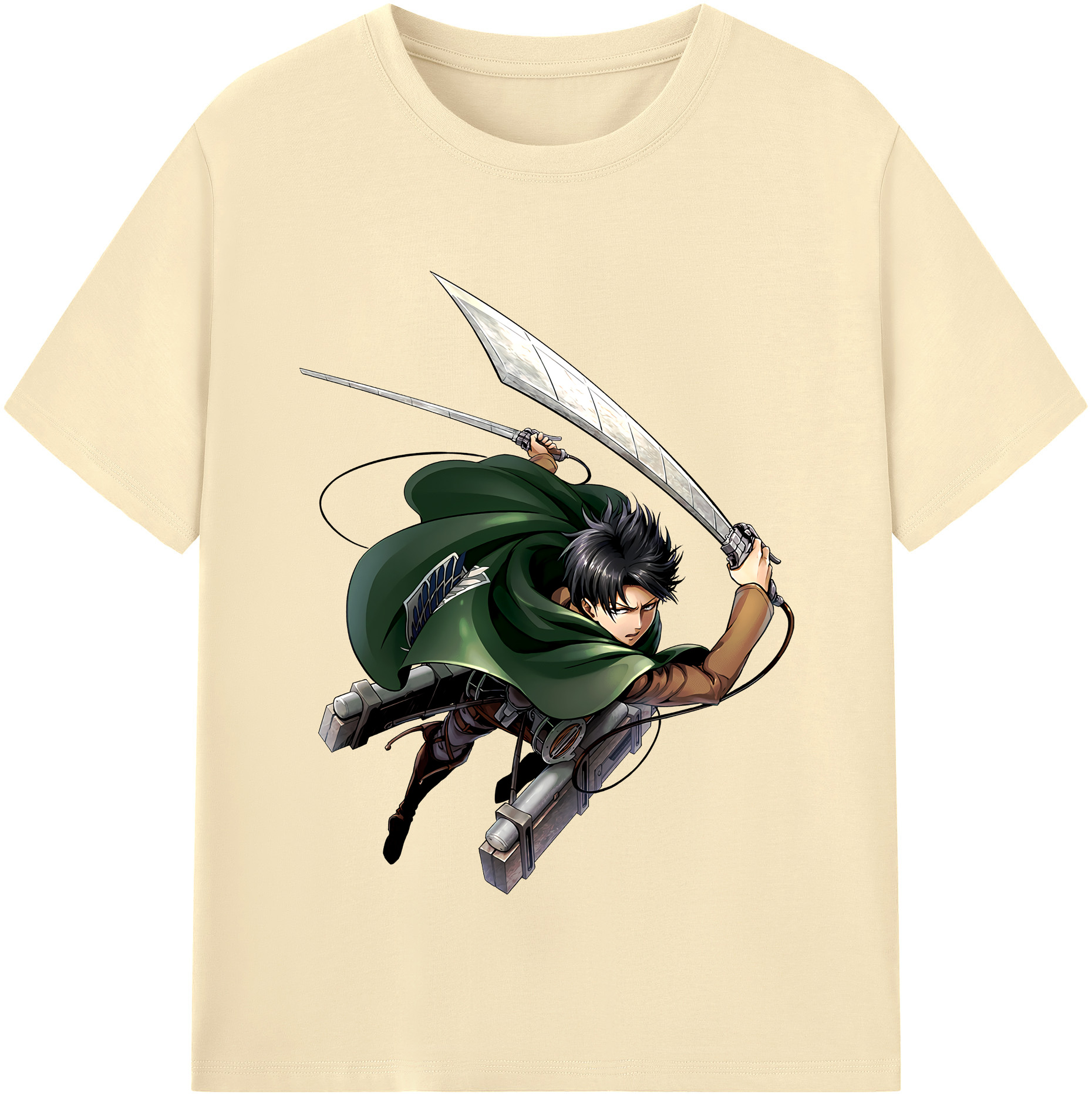（画像用） 進撃の巨人 リヴァイ·アッカーマン Attack on Titan Levi Ackerman 綿100％半袖Tシャツ（フロントプリント）