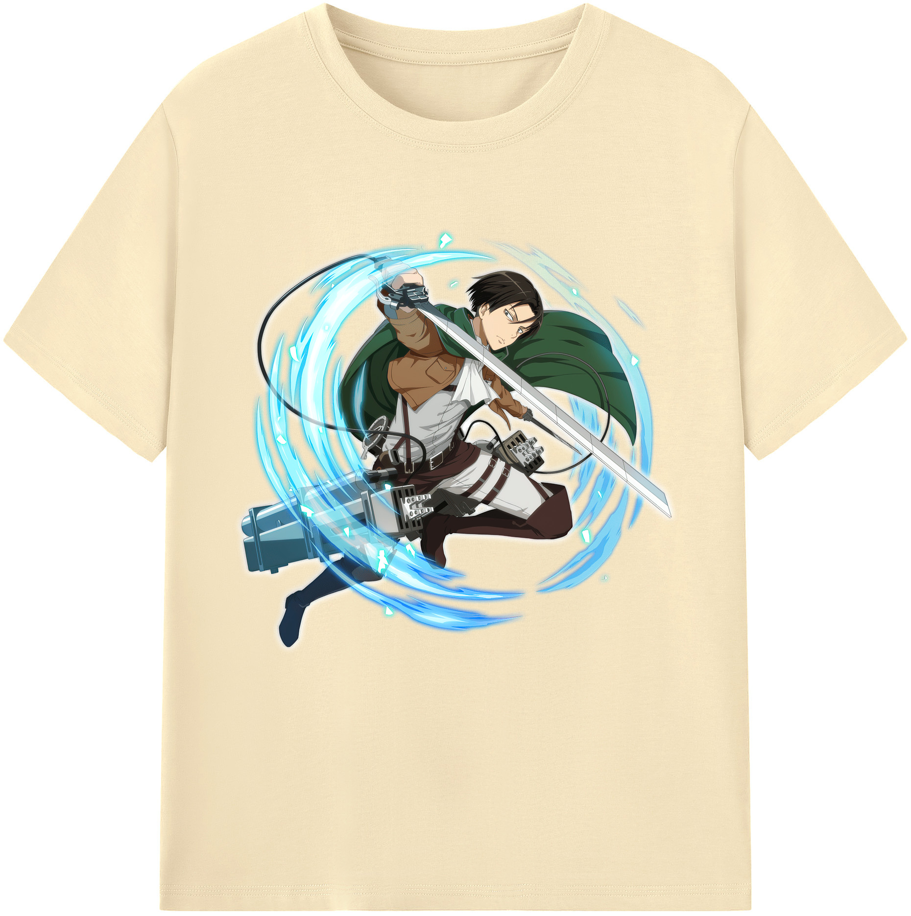 （画像用） 進撃の巨人 リヴァイ·アッカーマン Attack on Titan Levi Ackerman 綿100％半袖Tシャツ（フロントプリント）