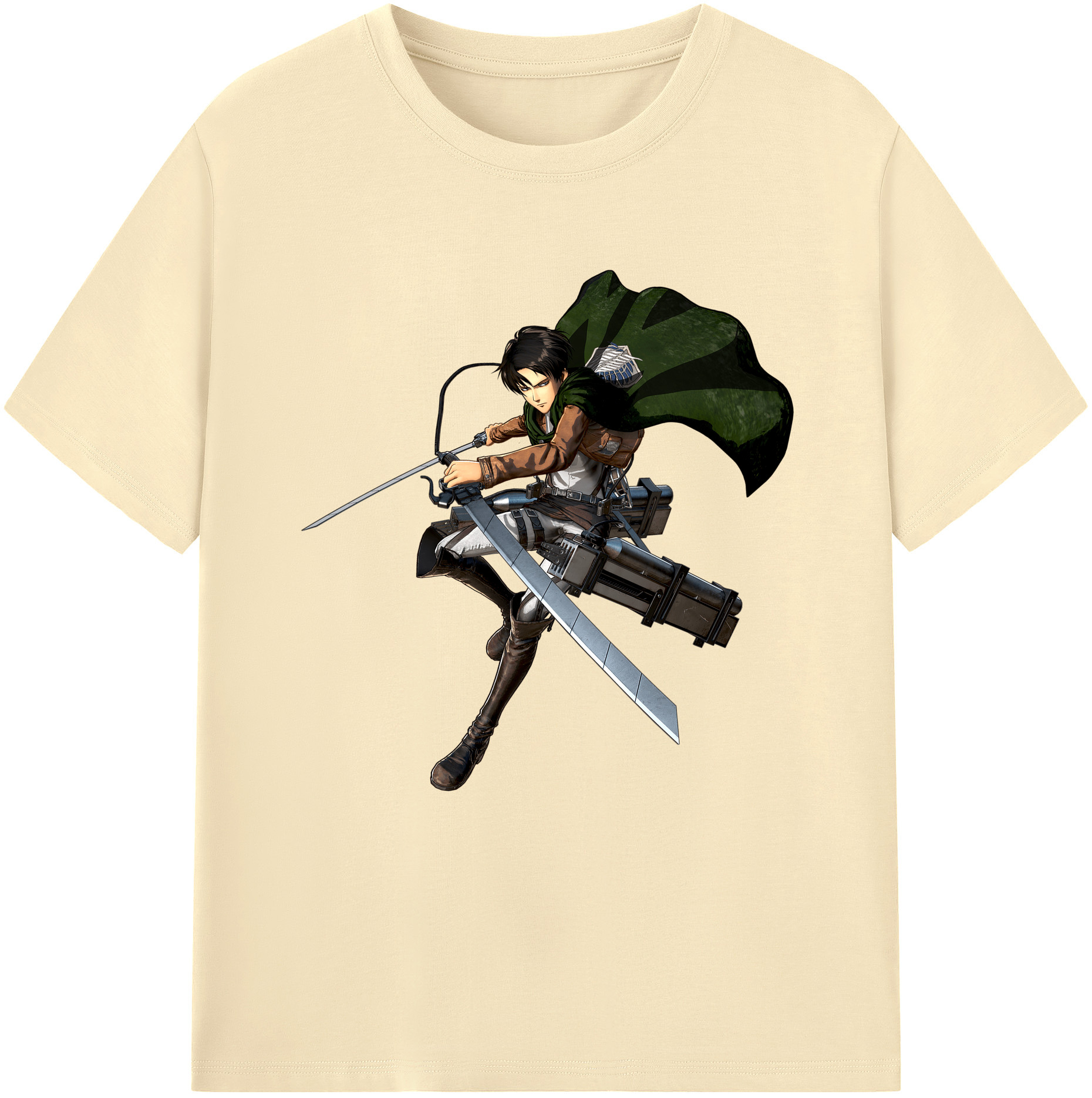 （画像用） 進撃の巨人 リヴァイ·アッカーマン Attack on Titan Levi Ackerman 綿100％半袖Tシャツ（フロントプリント）