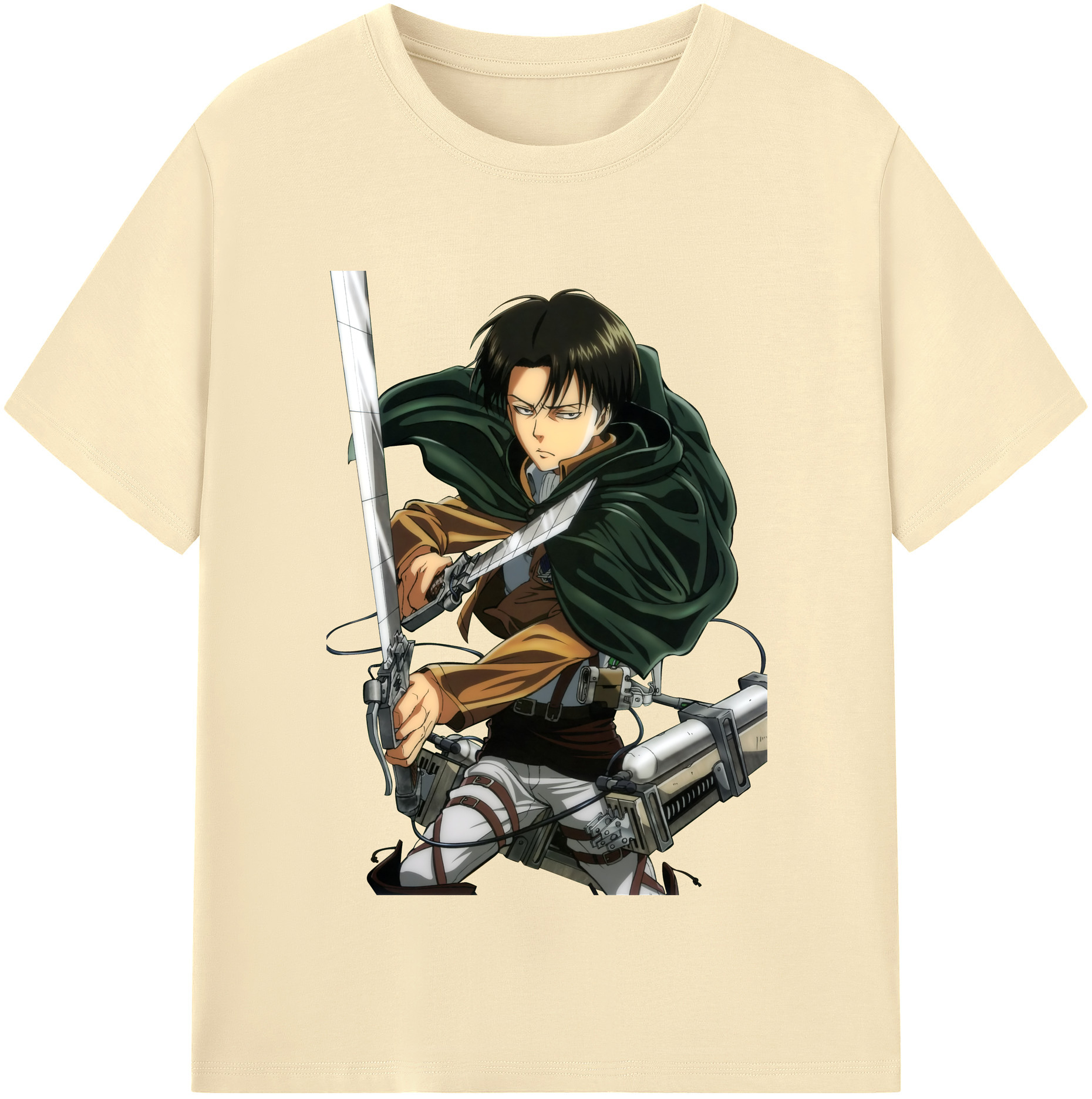 （画像用） 進撃の巨人 リヴァイ·アッカーマン Attack on Titan Levi Ackerman 綿100％半袖Tシャツ（フロントプリント）