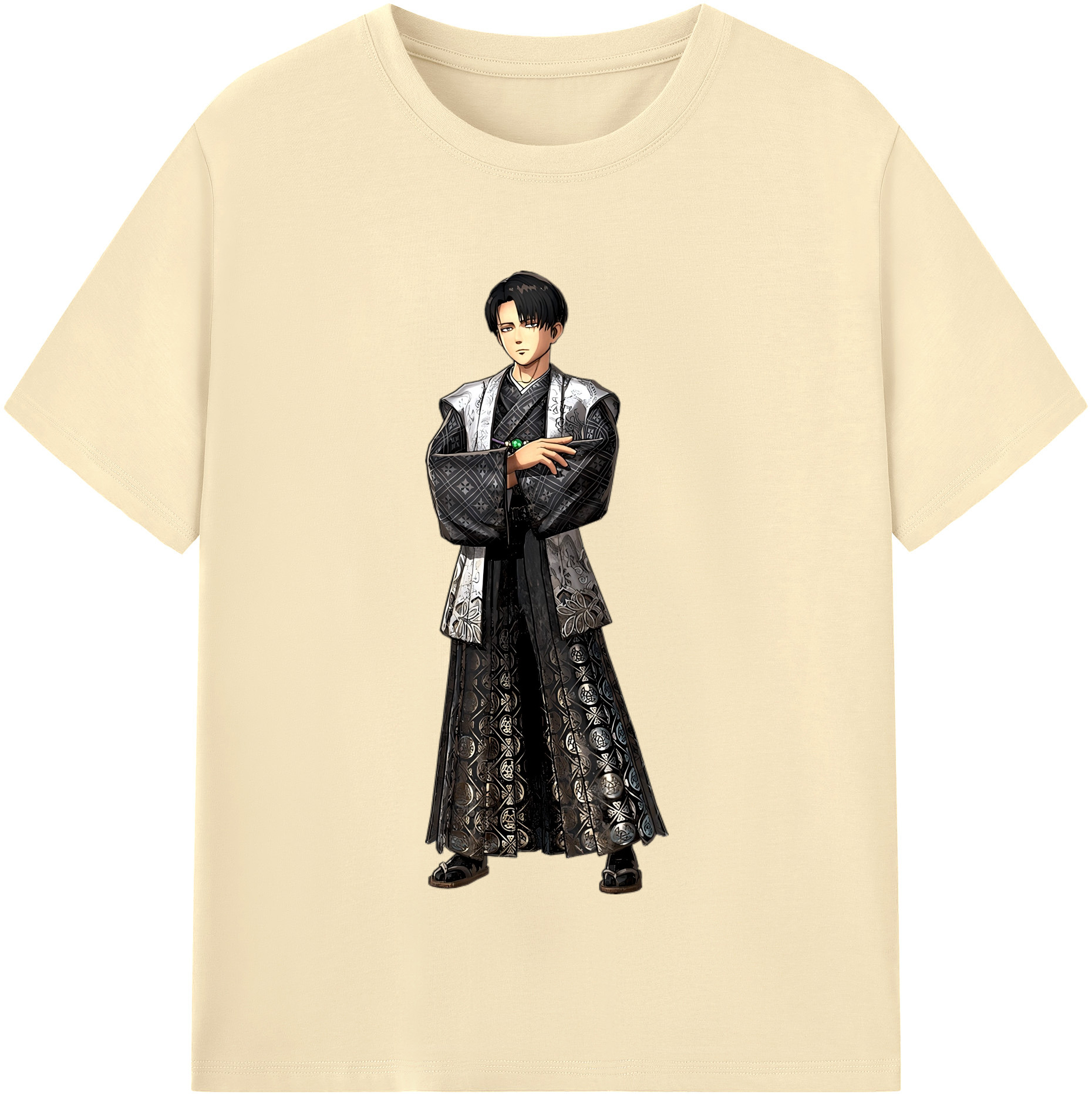 （画像用） 進撃の巨人 リヴァイ·アッカーマン Attack on Titan Levi Ackerman 綿100％半袖Tシャツ（フロントプリント）