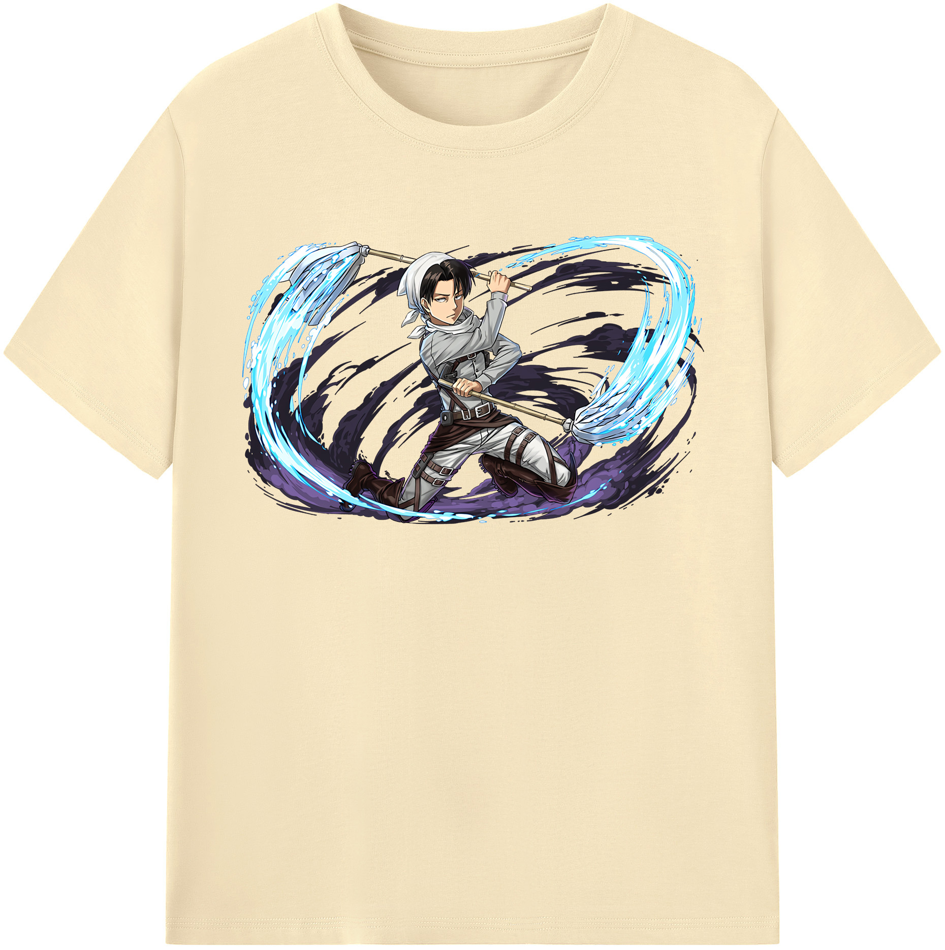 （画像用） 進撃の巨人 リヴァイ·アッカーマン Attack on Titan Levi Ackerman 綿100％半袖Tシャツ（フロントプリント）