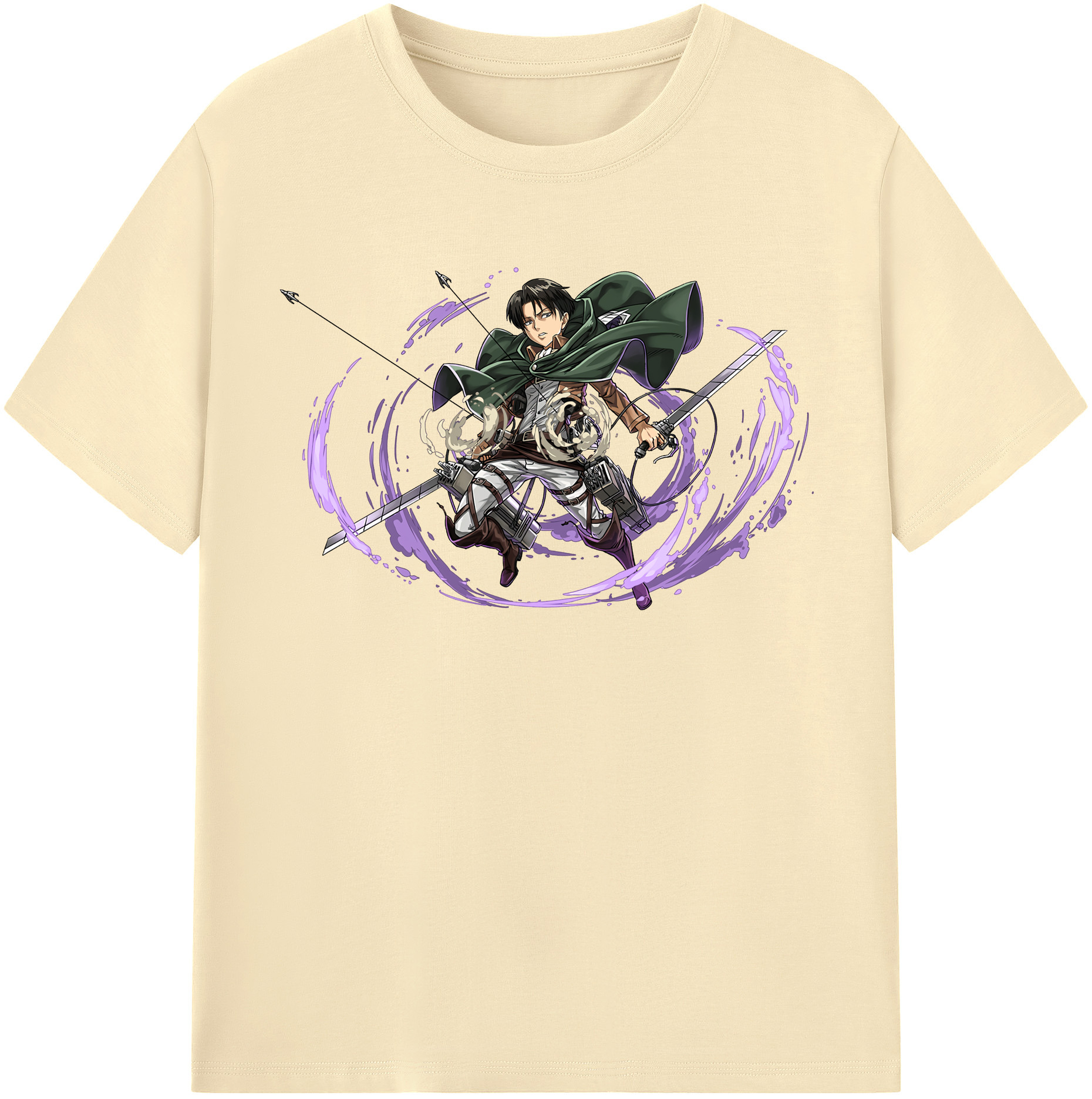 （画像用） 進撃の巨人 リヴァイ·アッカーマン Attack on Titan Levi Ackerman 綿100％半袖Tシャツ（フロントプリント）
