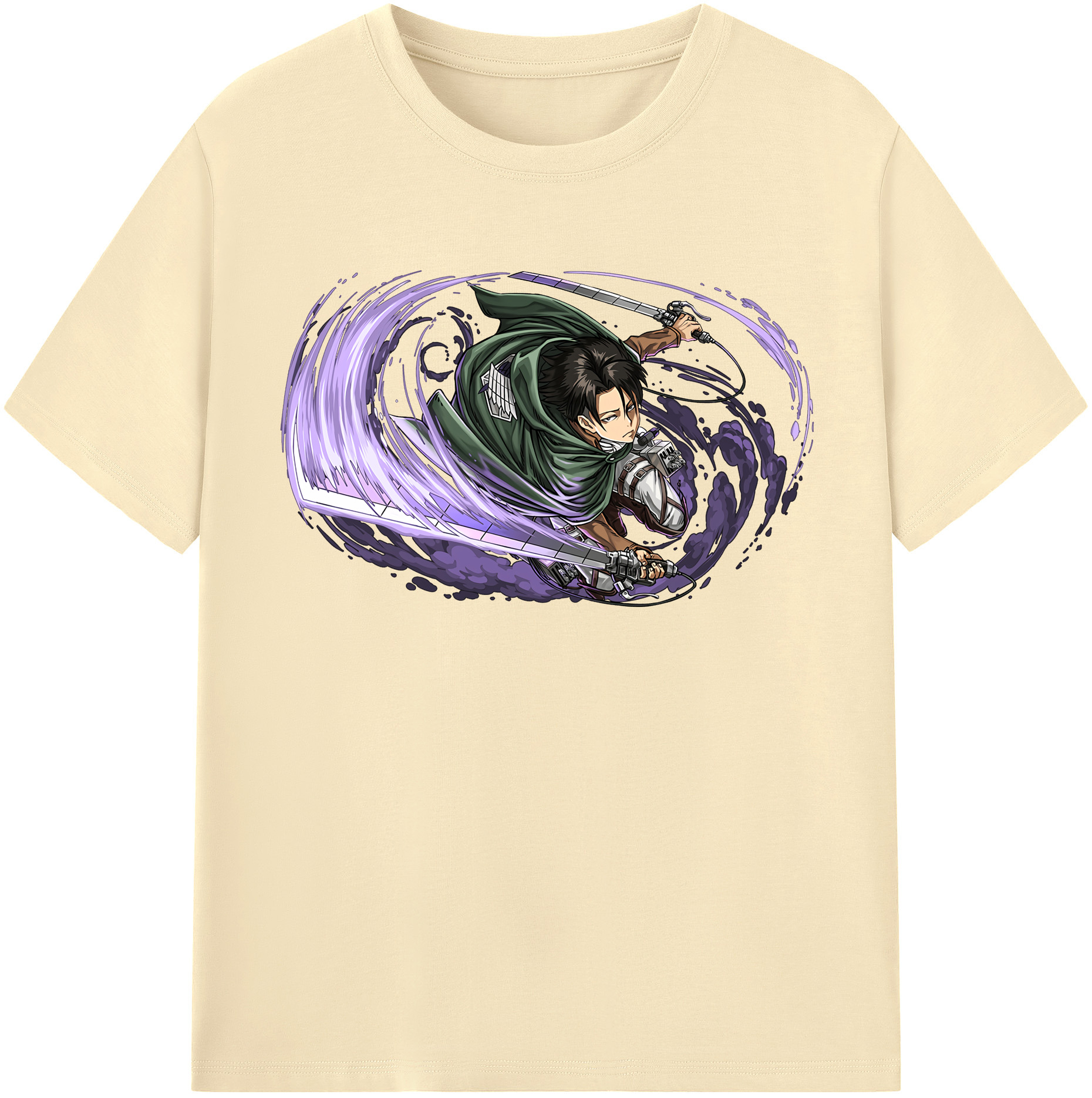 （画像用） 進撃の巨人 リヴァイ·アッカーマン Attack on Titan Levi Ackerman 綿100％半袖Tシャツ（フロントプリント）