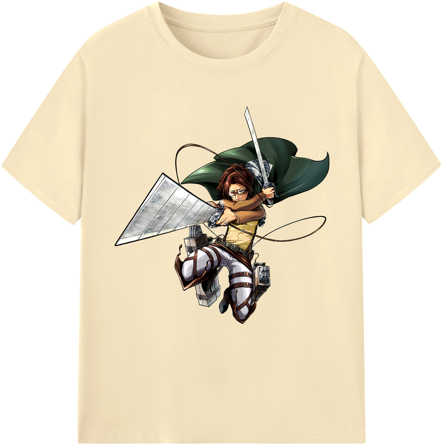 （画像用） 進撃の巨人 ハンジ·ゾエ Attack on Titan Hanji Zoe 綿100％半袖Tシャツ（フロントプリント）