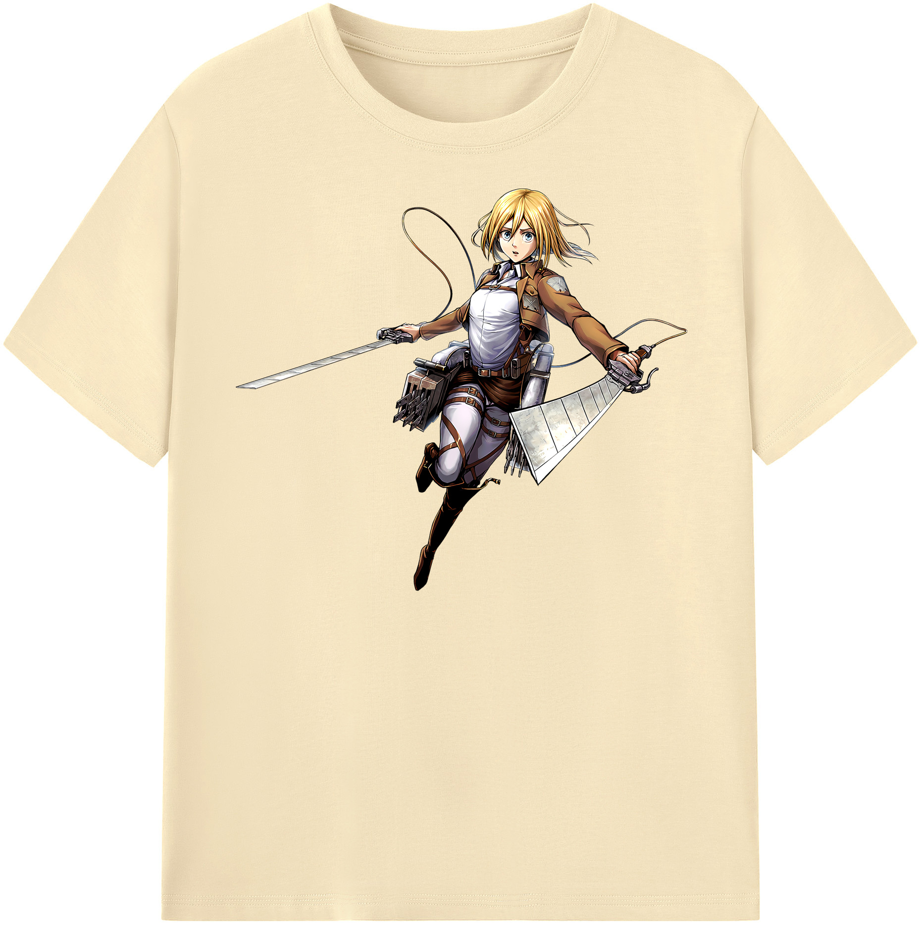 （画像用） 進撃の巨人 クリスタ·レンズ Attack on Titan Christa Lenz 綿100％半袖Tシャツ（フロントプリント）
