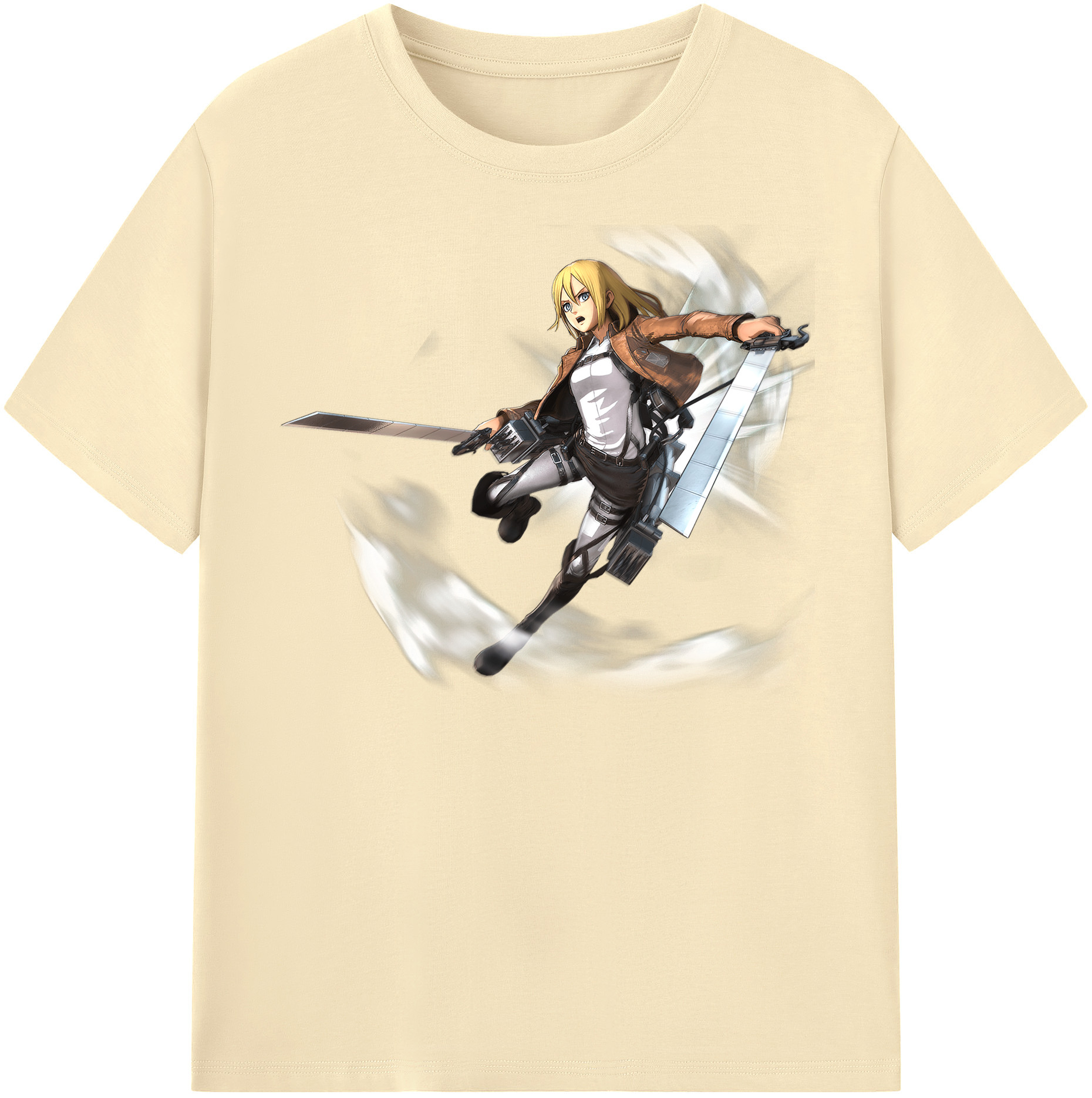 （画像用） 進撃の巨人 クリスタ·レンズ Attack on Titan Christa Lenz 綿100％半袖Tシャツ（フロントプリント）