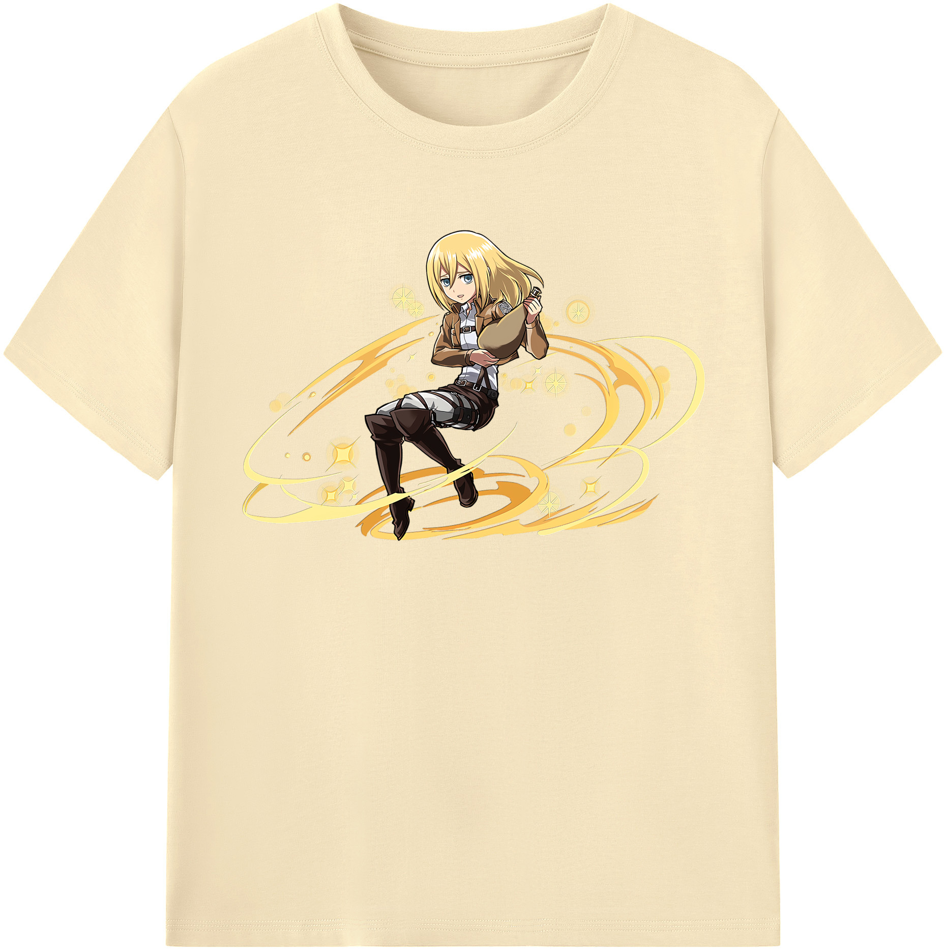 （画像用） 進撃の巨人 クリスタ·レンズ Attack on Titan Christa Lenz 綿100％半袖Tシャツ（フロントプリント）