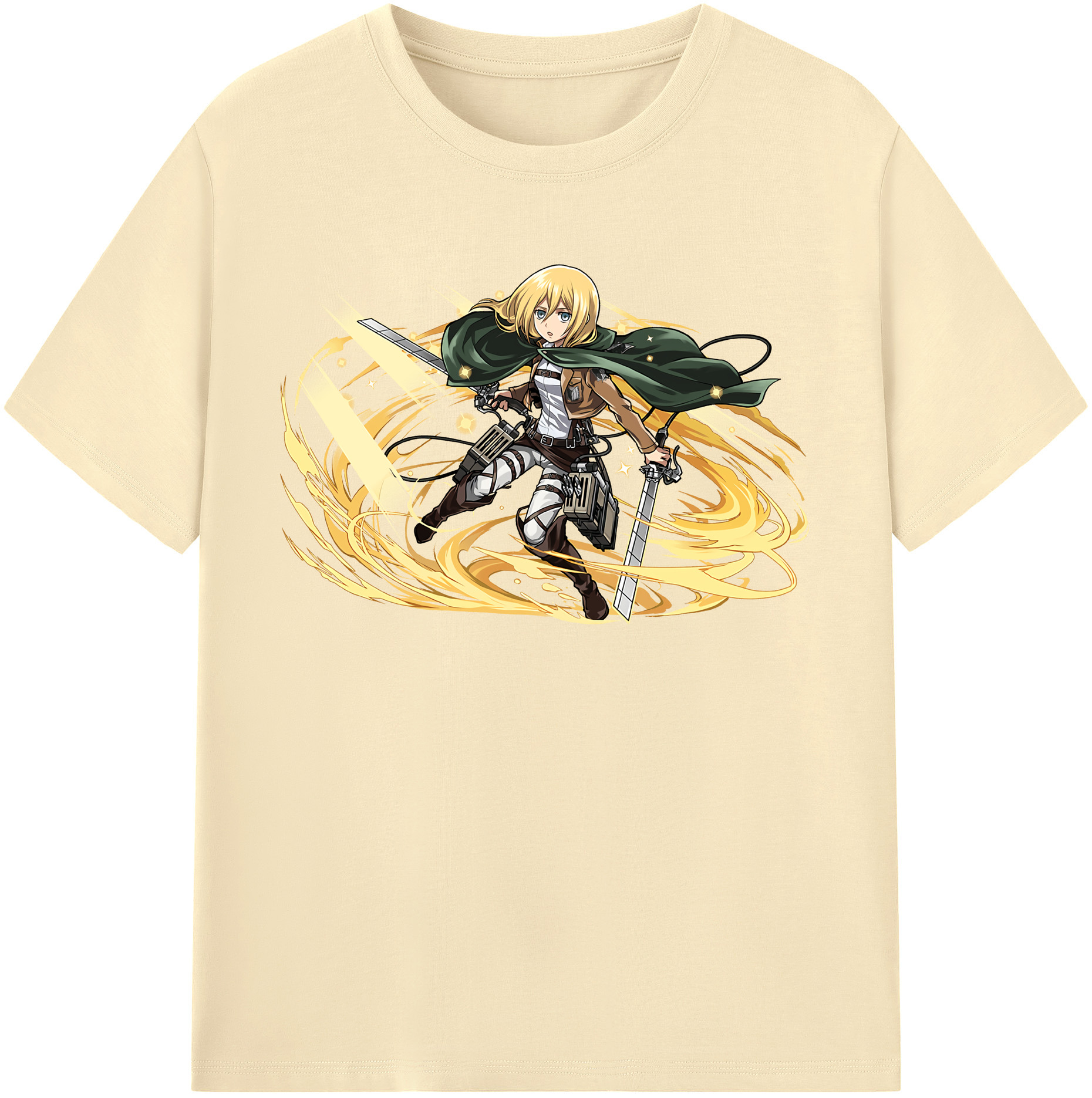 （画像用） 進撃の巨人 クリスタ·レンズ Attack on Titan Christa Lenz 綿100％半袖Tシャツ（フロントプリント）