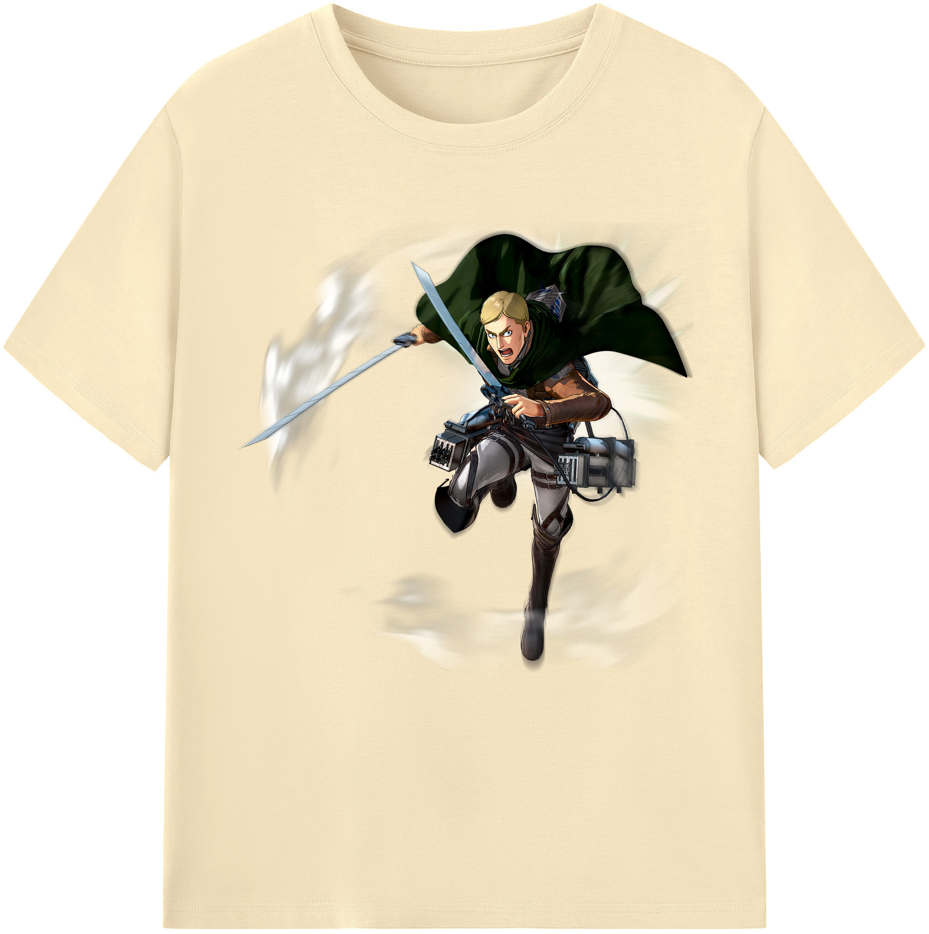 （画像用） 進撃の巨人 エルヴィン・スミス Attack on Titan Erwin Smith 綿100％半袖Tシャツ（フロントプリント）
