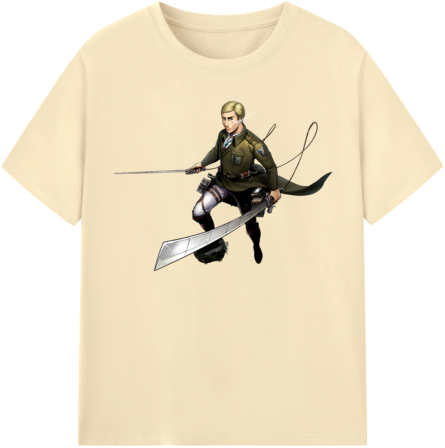 （画像用） 進撃の巨人 エルヴィン・スミス Attack on Titan Erwin Smith 綿100％半袖Tシャツ（フロントプリント）