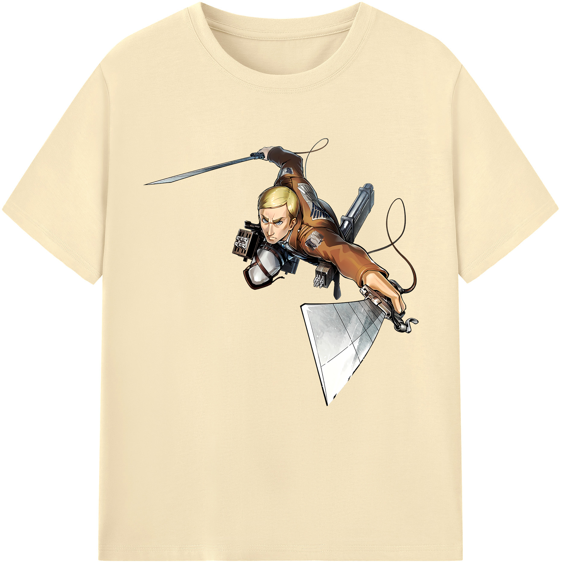 （画像用） 進撃の巨人 エルヴィン・スミス Attack on Titan Erwin Smith 綿100％半袖Tシャツ（フロントプリント）