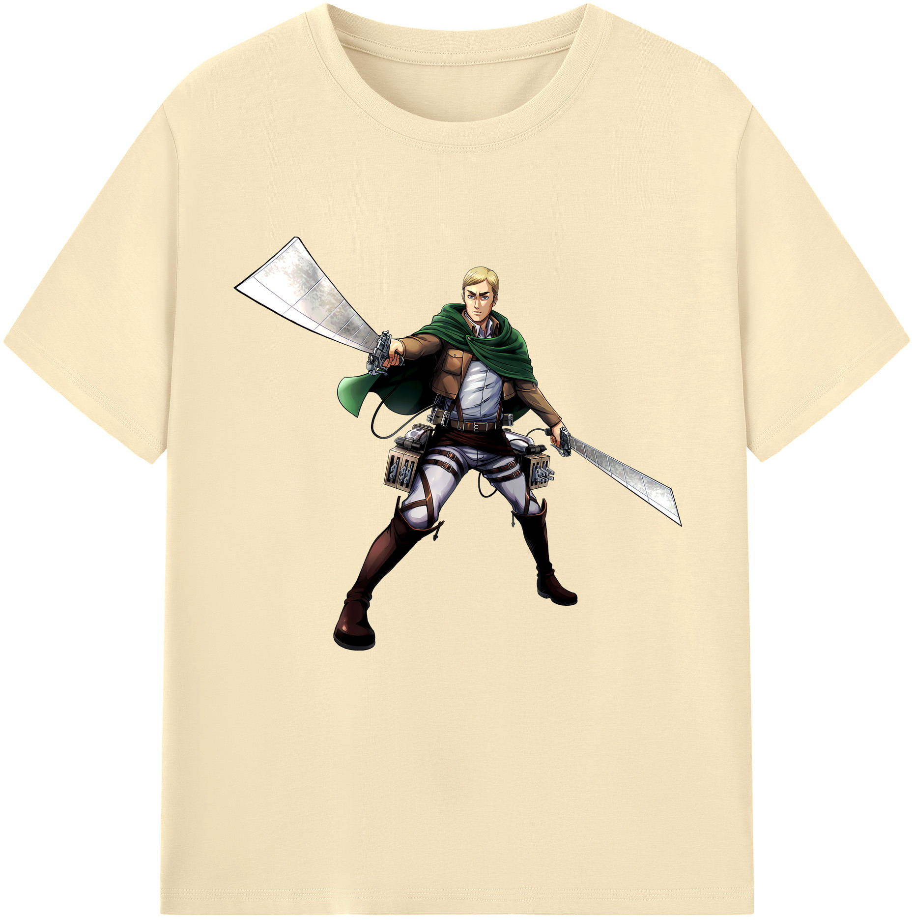 （画像用） 進撃の巨人 エルヴィン・スミス Attack on Titan Erwin Smith 綿100％半袖Tシャツ（フロントプリント）