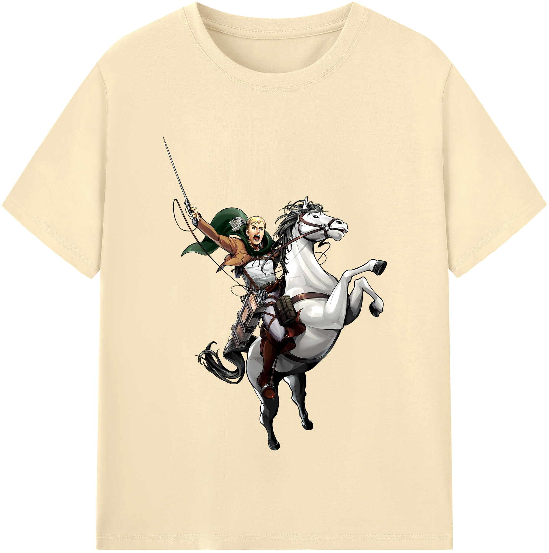 （画像用） 進撃の巨人 エルヴィン・スミス Attack on Titan Erwin Smith 綿100％半袖Tシャツ（フロントプリント）